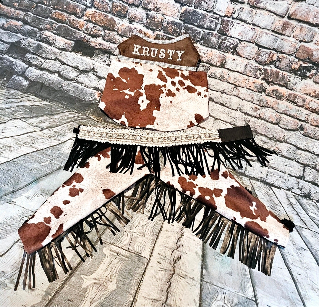 Western pet costume, chaps for pets, vest and chaps pet costume