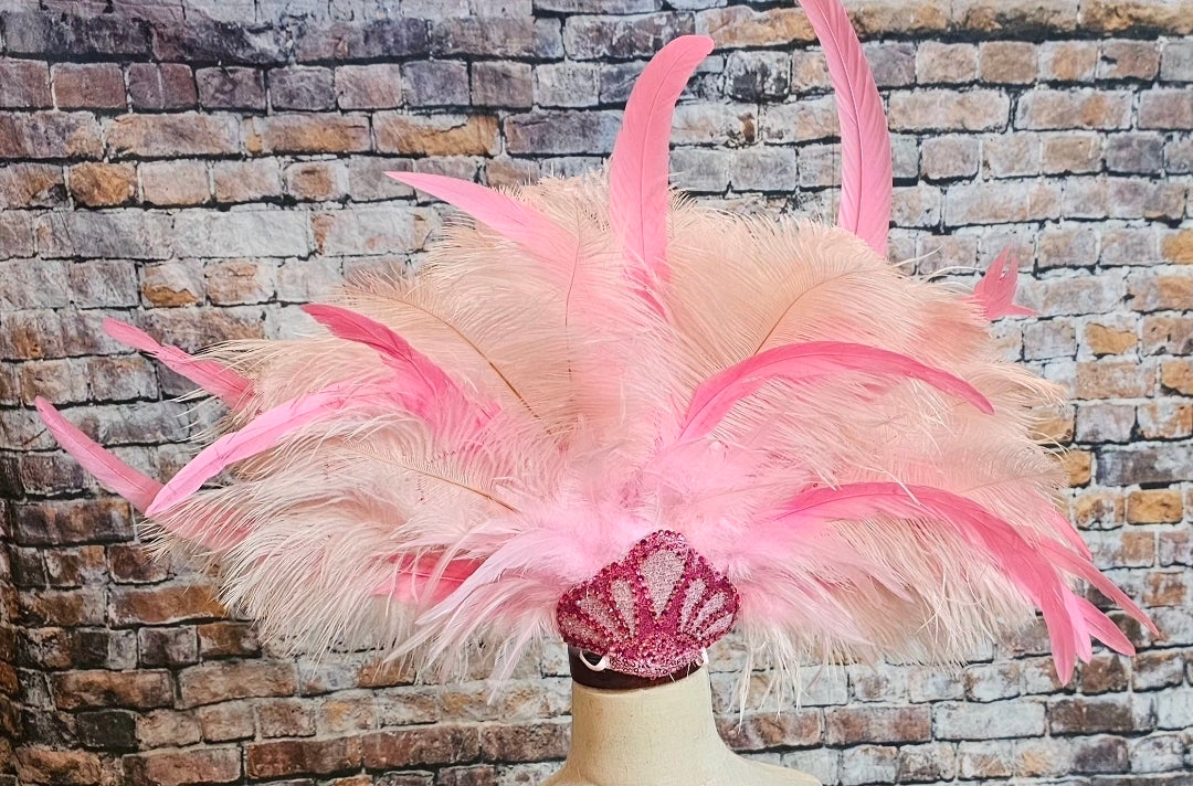Pink Feather pet head piece, feather pet headdress, showgirl pet head dress