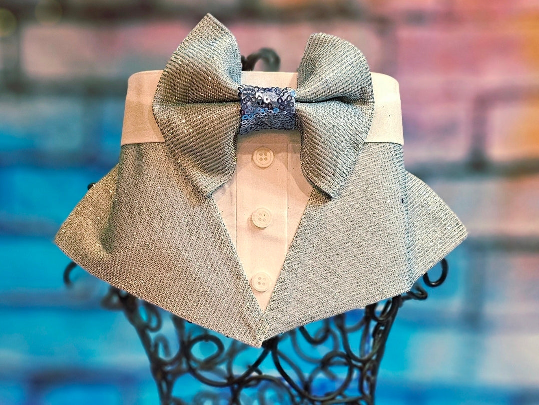 Glitter tux pet bandana, glitter tux dog bandana, glitter tux cat bandana