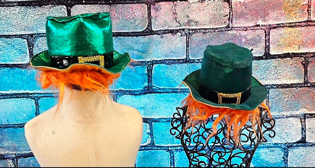 St. Patrick's Day pet hat with hair, leprechaun pet hat
