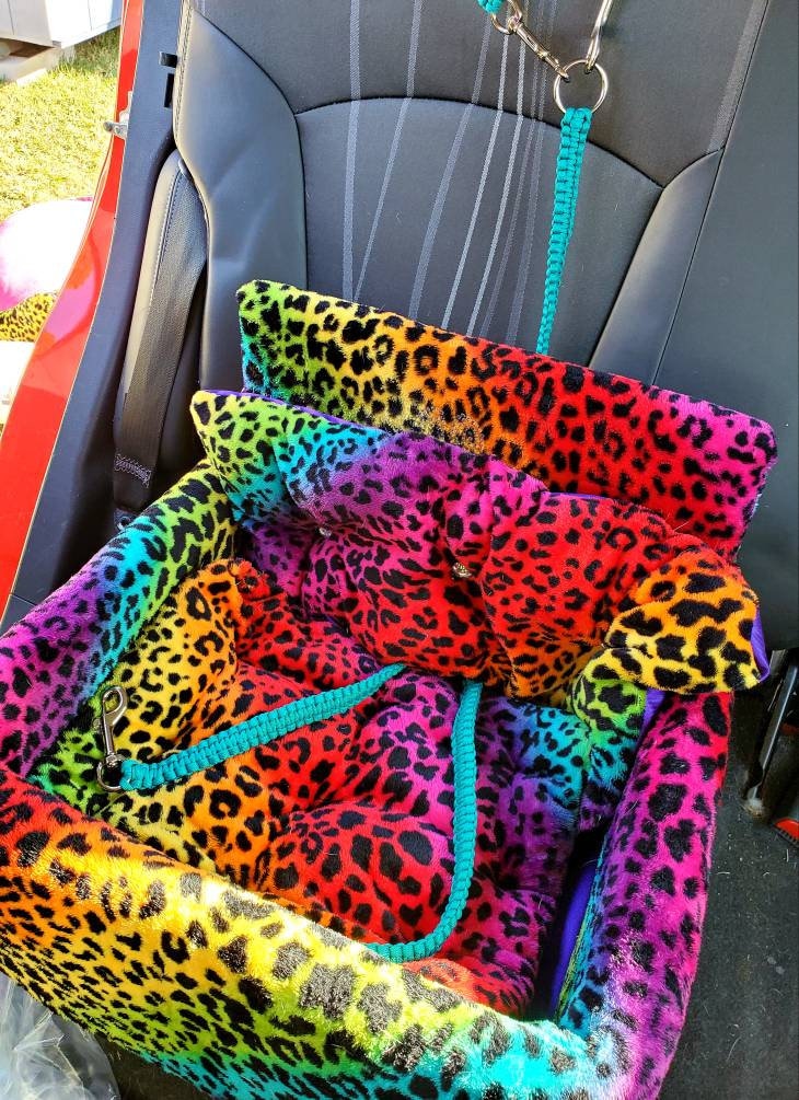 Rainbow Leopard Booster Car Pet Seat,booster pet seat,dog booster pet seat,dog car seat,cat seat,booster seat