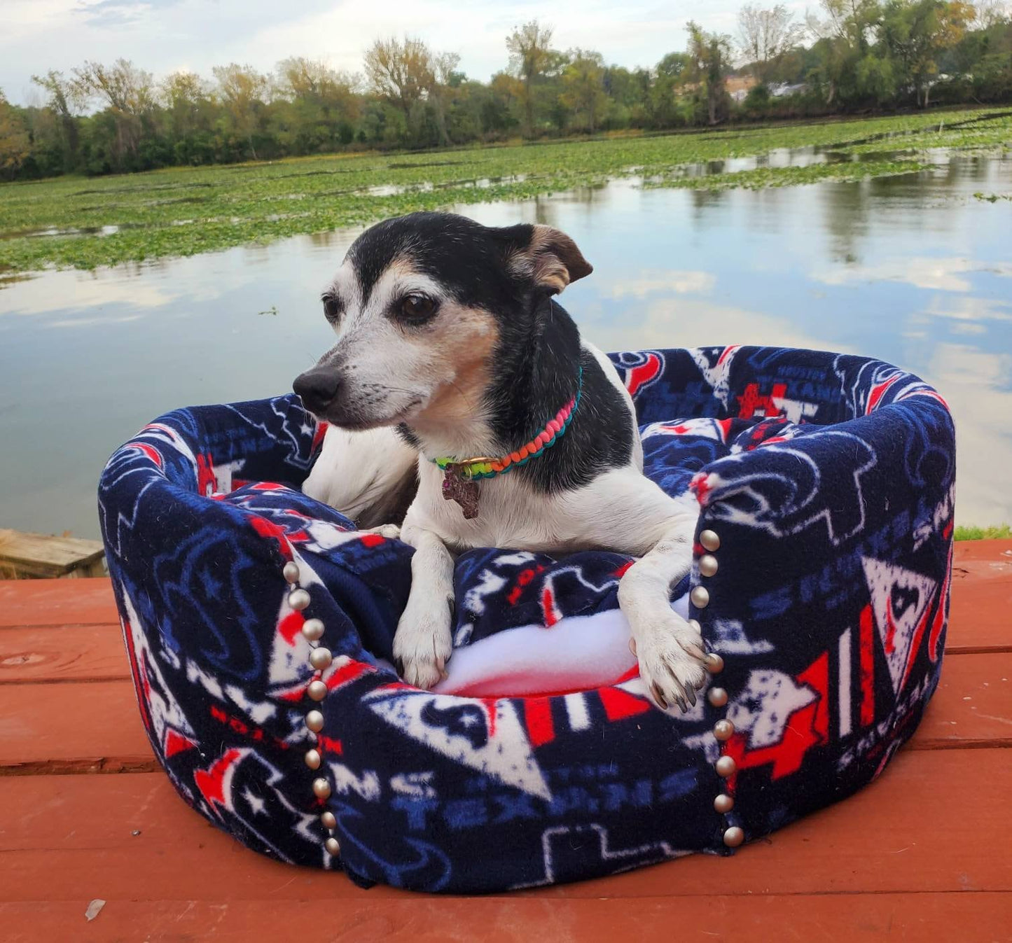 Houston texans pet bed, football pet bed, Round pet bed, Round dog bed, Round cat bed, texans dog bed, Texas pet bed, texans cat bed