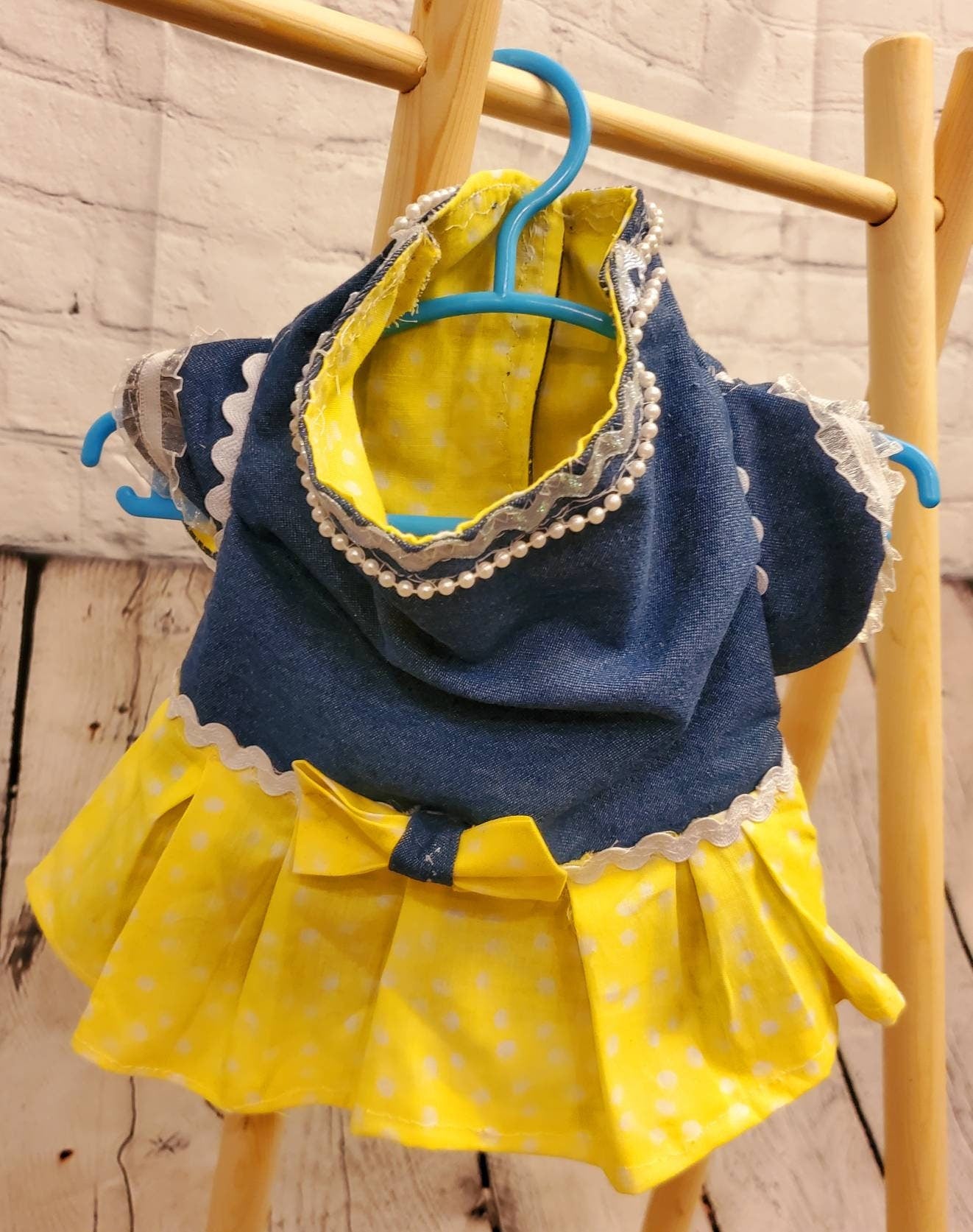 Blue Jean Pet dress, blue jean dog dress, blue jean cat dress, pet dress, pet dresses, dog dresses, cat dresses, polka Dot pet dress
