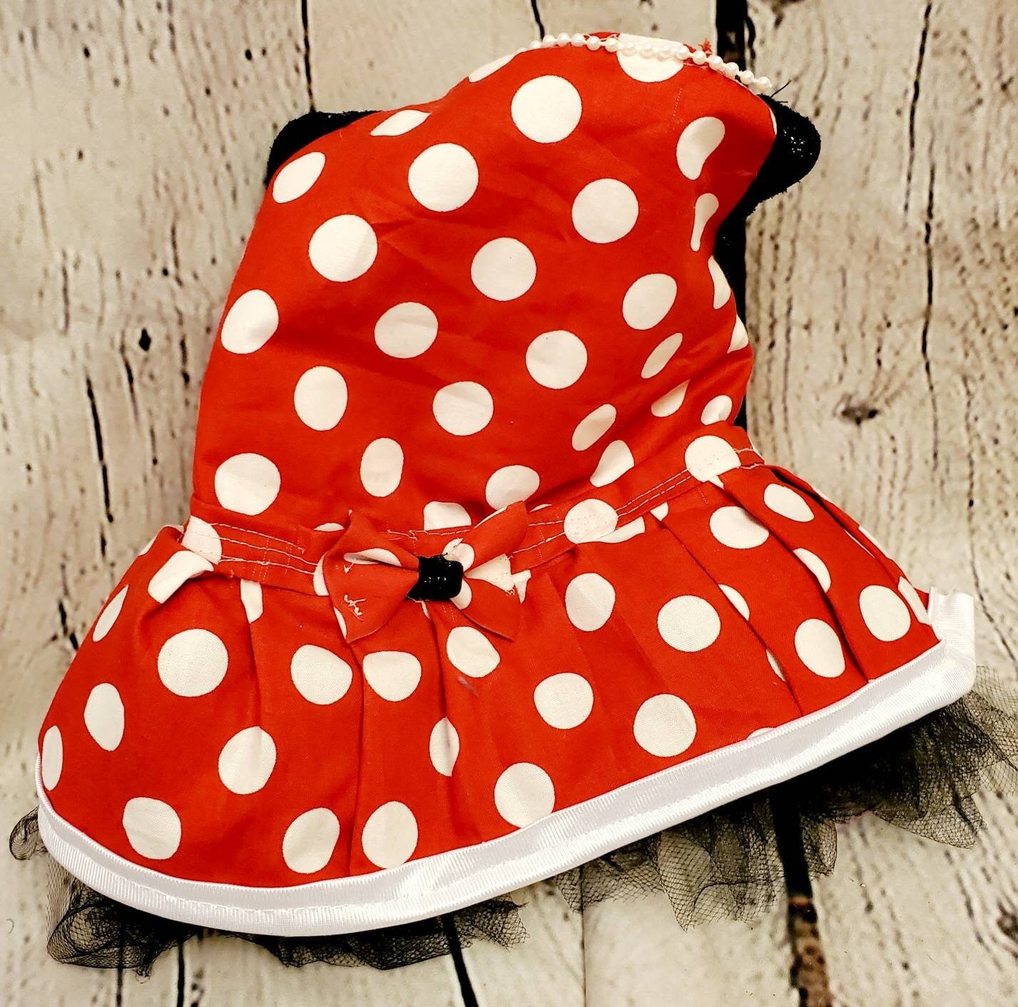 Minnie Mouse costume, Minnie Mouse costume dress, Minnie mouse cat dress costume, red polka pet dress, red polka dot dog dress