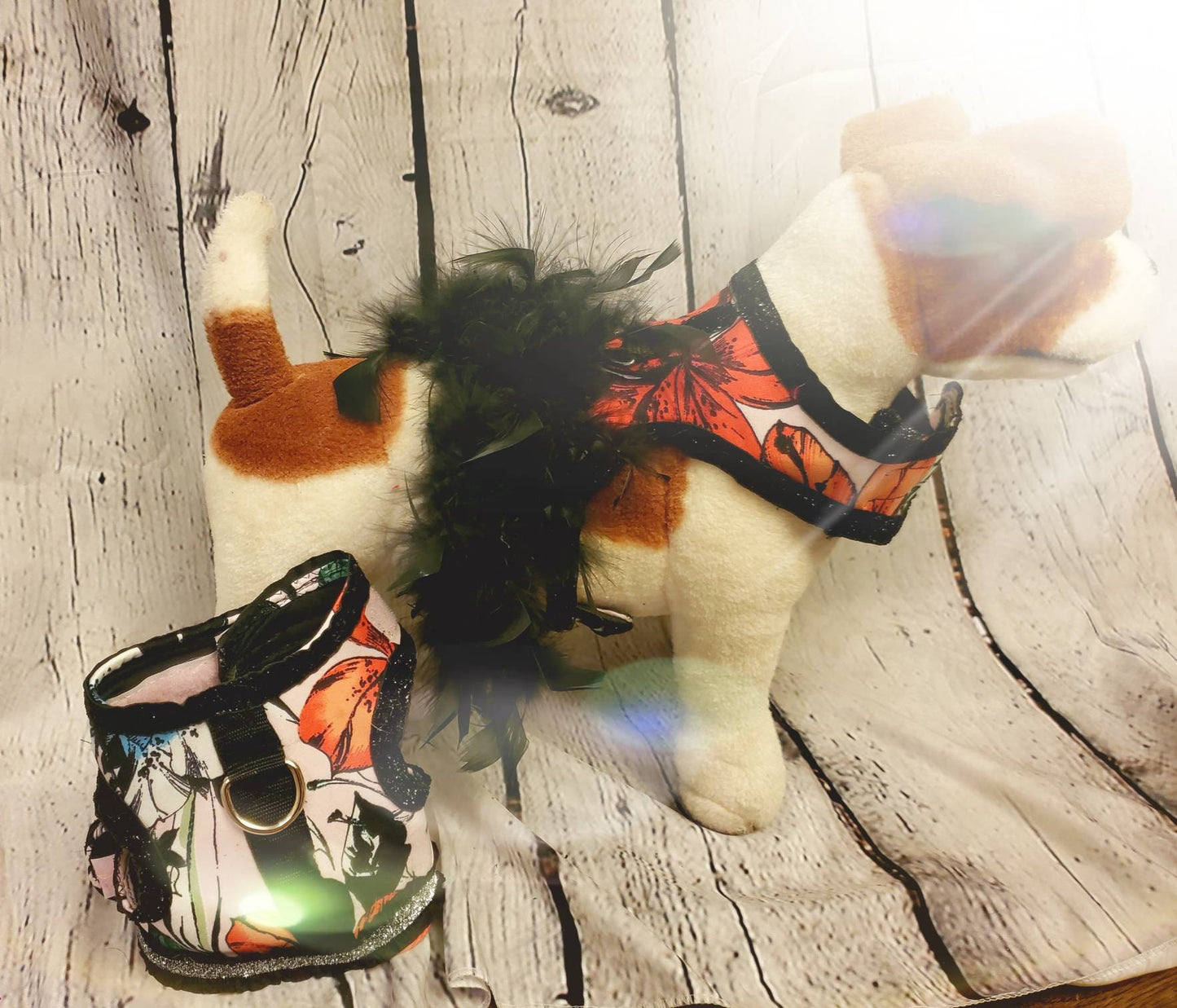 Flower Pet Harness, feather pet harness, flower feather pet jacket harness, flower dress harness, pet harness, pet dresses, dog harness