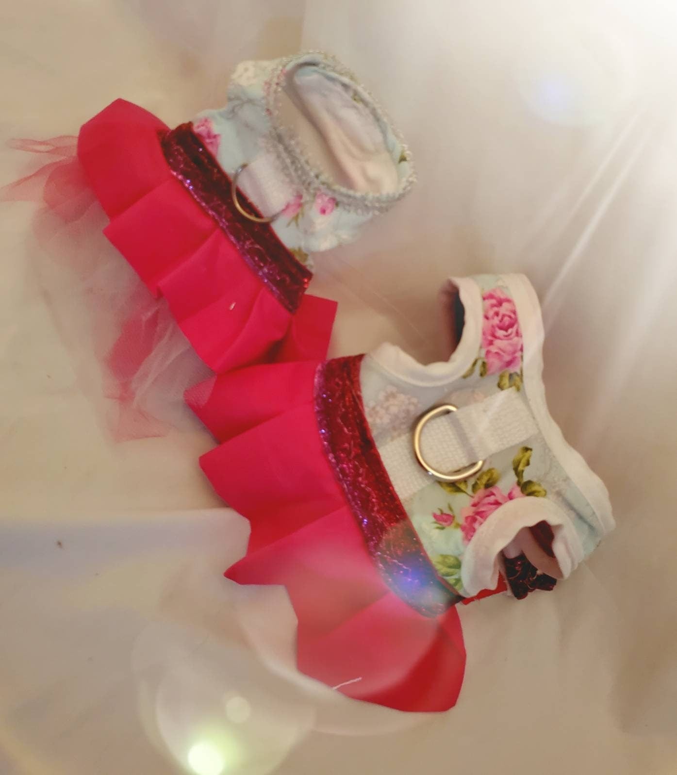 Dress pet harness, dress dog harness, dress cat harness, flower pink harness, fushia dress harness, pink pet dress, flower Pet dress,