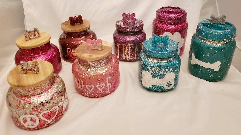 Glitter Treat Jar, Glitter dog treat jar, Glitter cat treat jar, Glitter epoxy treat jar