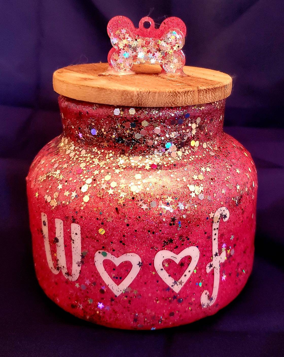 Glitter Treat Jar, Glitter dog treat jar, Glitter cat treat jar, Glitter epoxy treat jar
