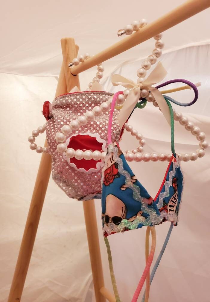 Pet Bathing Suit, Pet string bikini, dog bathing suit, pet bikini, dog bikini, cat bikini, cherry pet bikini, triangle pet bikini, polka dot