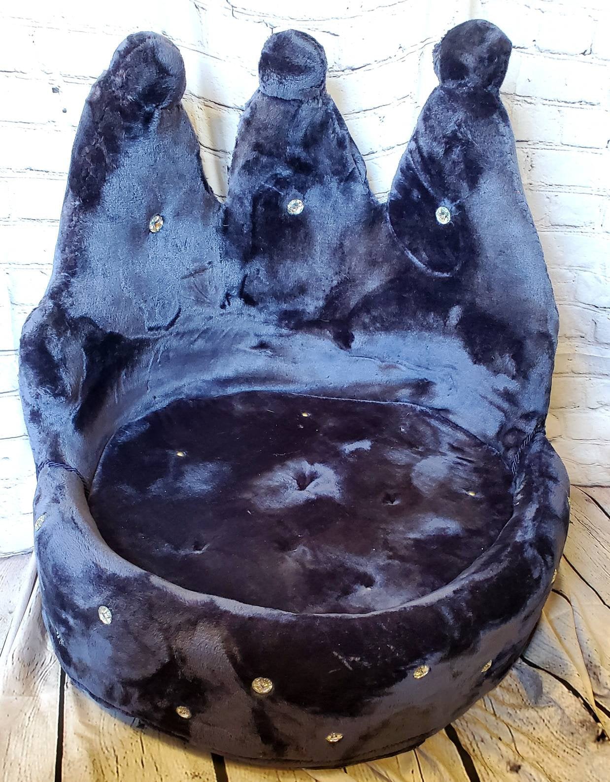 Crown Pet Bed, Crown Cat Bed Crown Dog Bed, Navy Pet Bed, Luxury Crown Pet Bed, round pet furniture, dog luxury bed, cat luxury bed