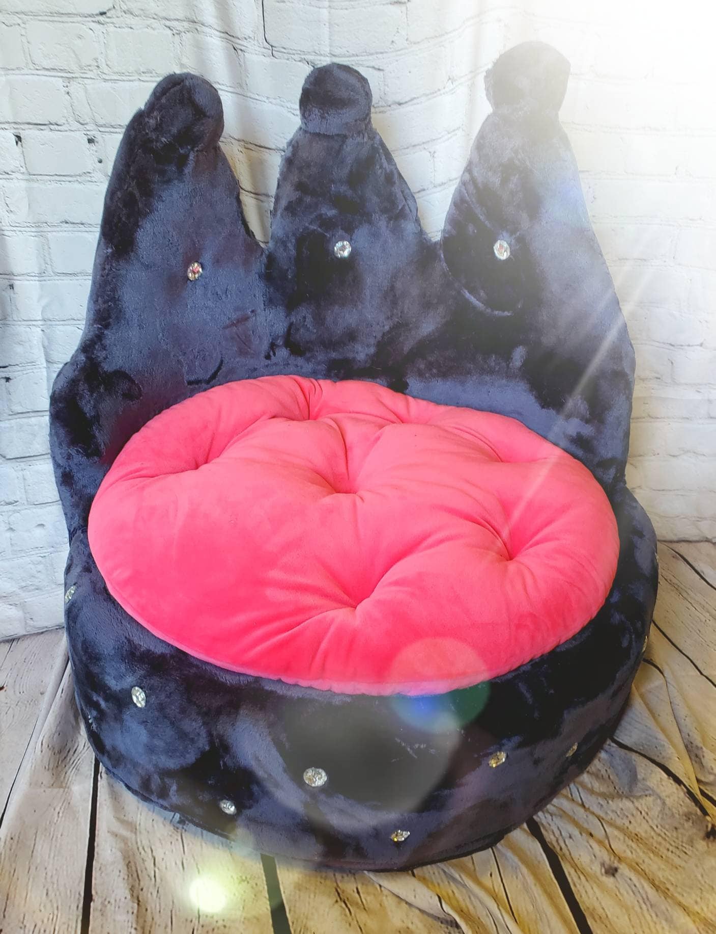 Crown Pet Bed, Crown Cat Bed Crown Dog Bed, Navy Pet Bed, Luxury Crown Pet Bed, round pet furniture, dog luxury bed, cat luxury bed