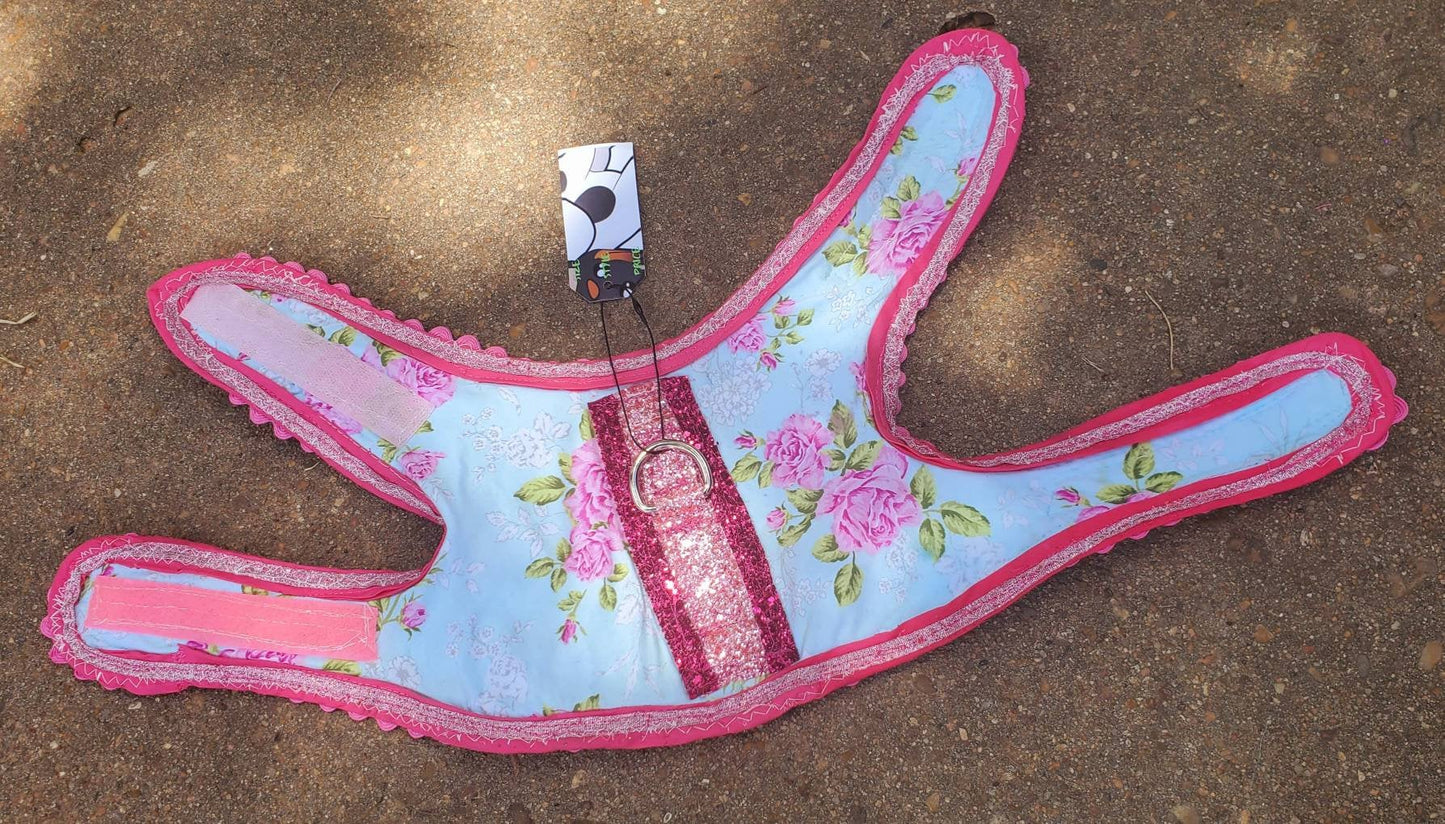 Flower Print Pet Harness, Flower Print Pet Jacket, Pet harness, pet Jacket, cat harness, cat Jacket, dog harness, dog jacket, glitter flower