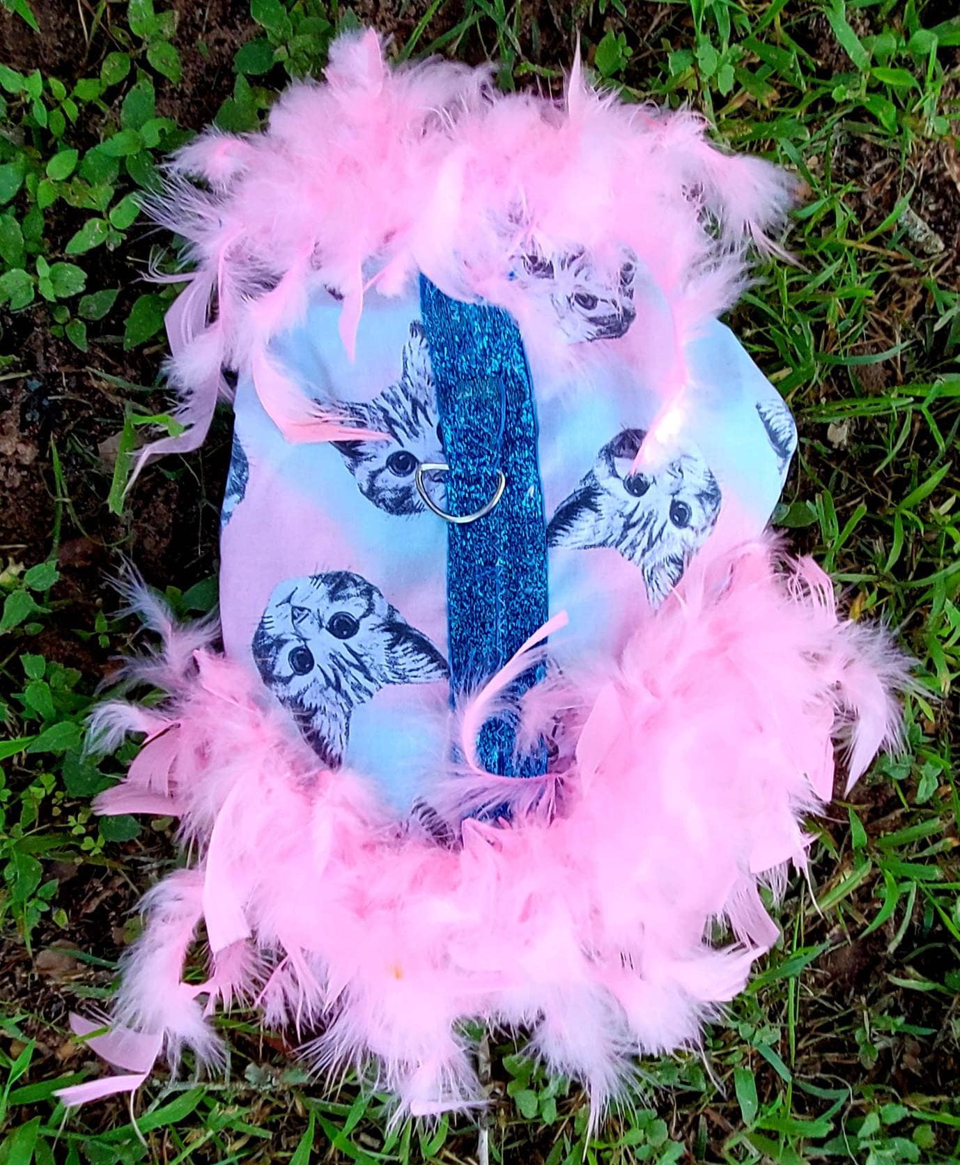 Cat Harness, Cat print shirt, Cat dress, cat feather harness, cat feather dress, pet harness, cat clothing, pet dress, dog harness