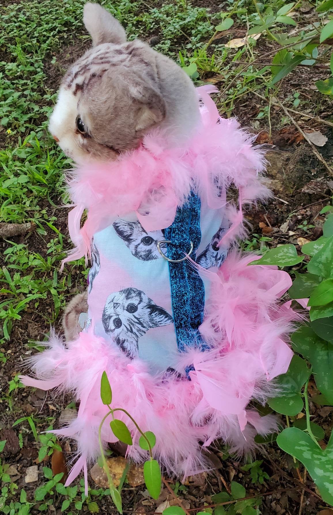 Cat Harness, Cat print shirt, Cat dress, cat feather harness, cat feather dress, pet harness, cat clothing, pet dress, dog harness