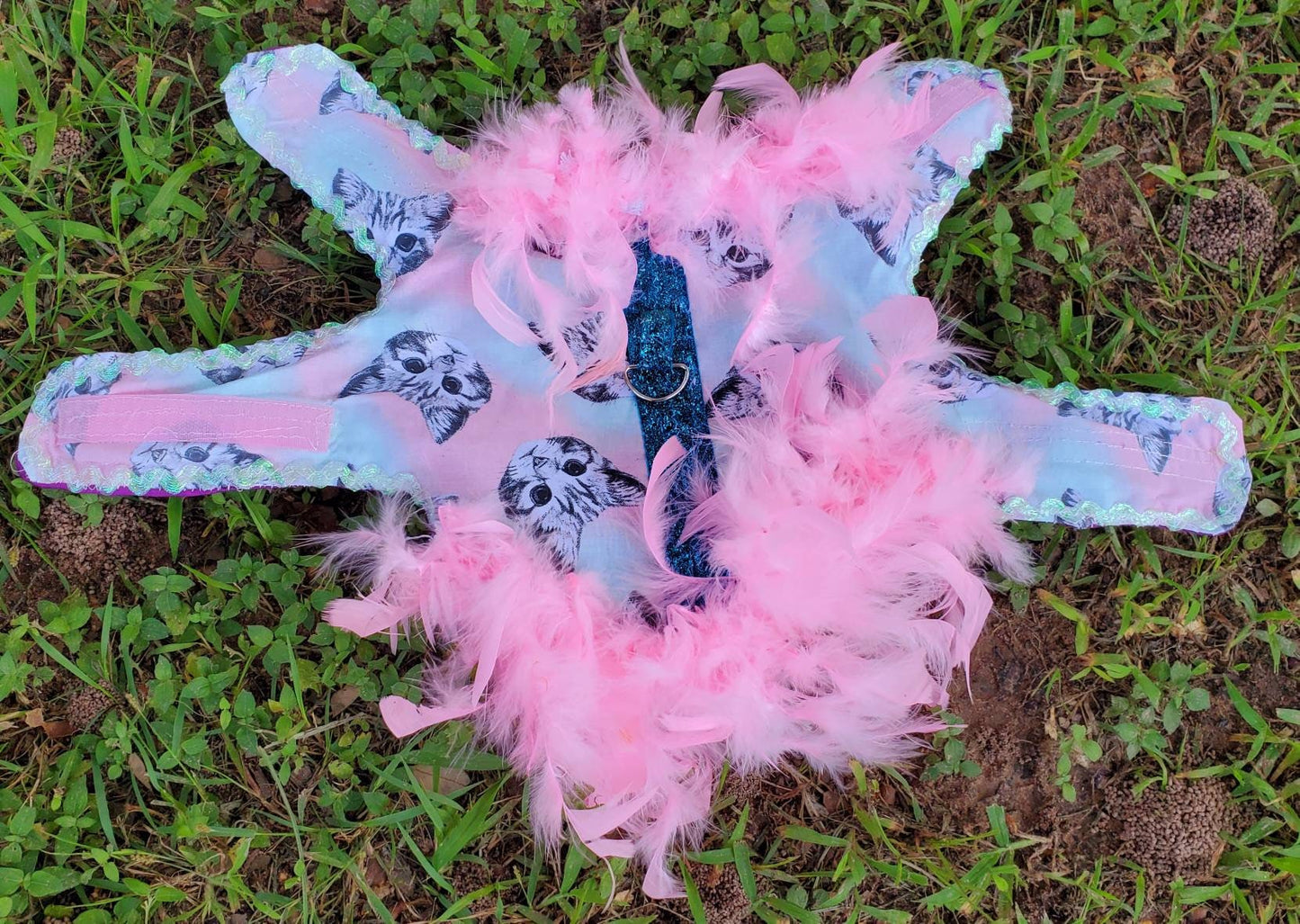 Cat Harness, Cat print shirt, Cat dress, cat feather harness, cat feather dress, pet harness, cat clothing, pet dress, dog harness