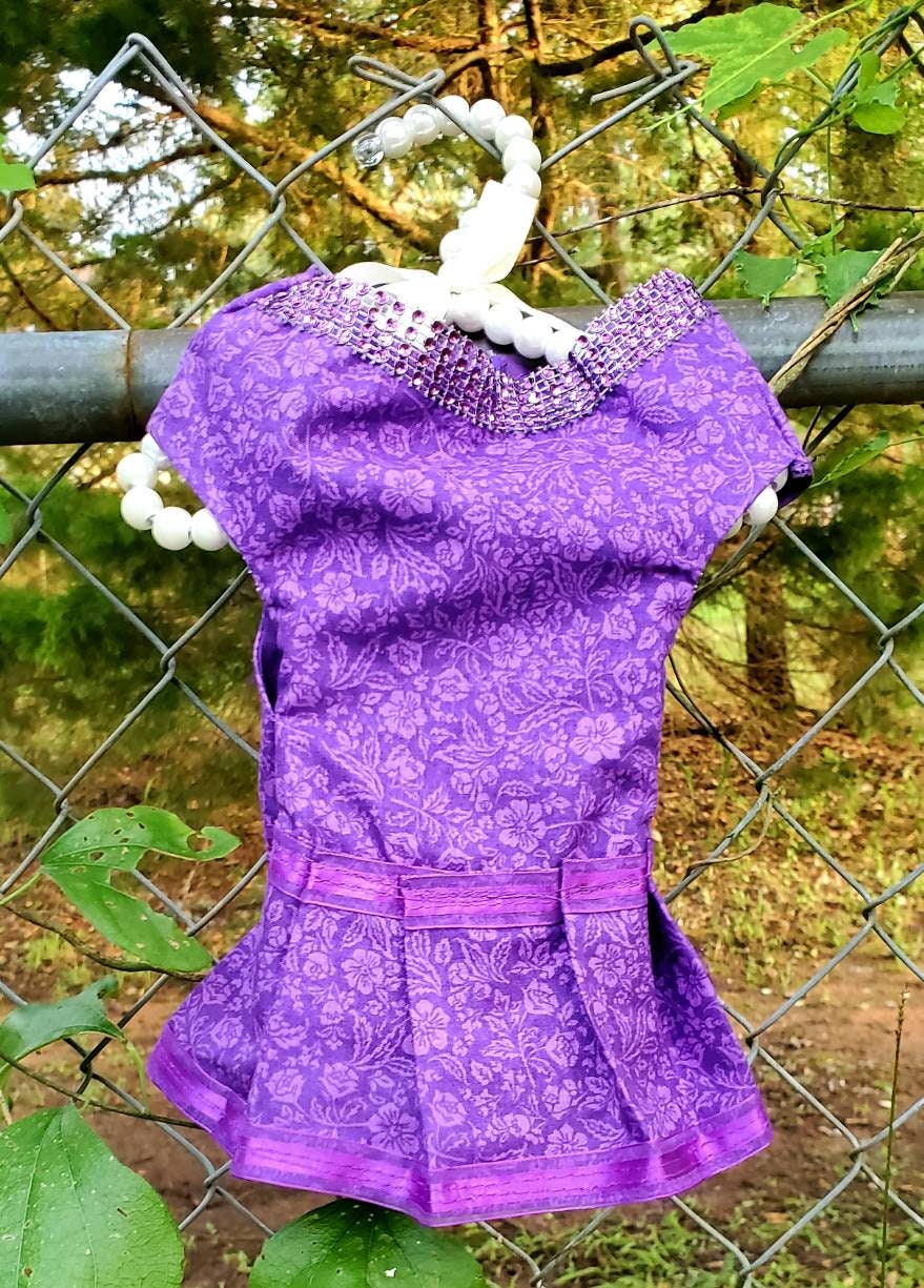 Purple pet dress, Purple dog dress, Purple cat dress, Purple flower Pet dress, Purple flower cat dresses, Purple flower dog dresses,