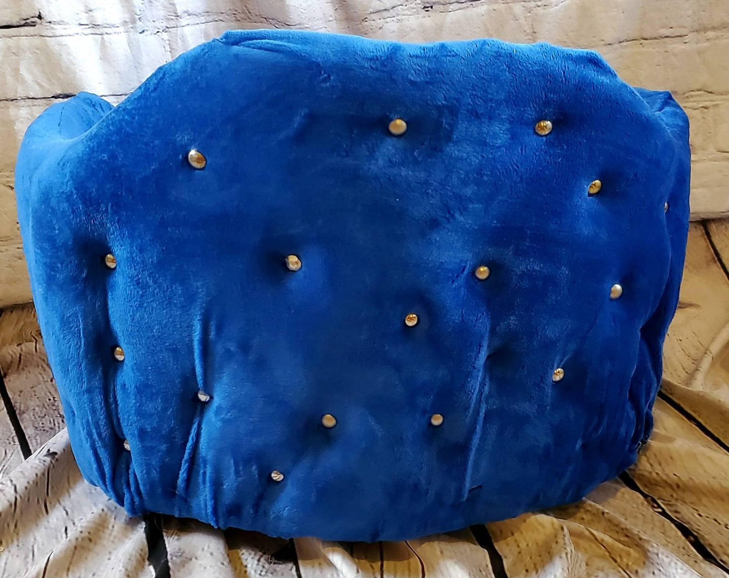 Round prince bed, luxury pet bed, diamond arclic luxury dog bed, Round bed with legs, cat dog pet bed, blue Round pet bed,