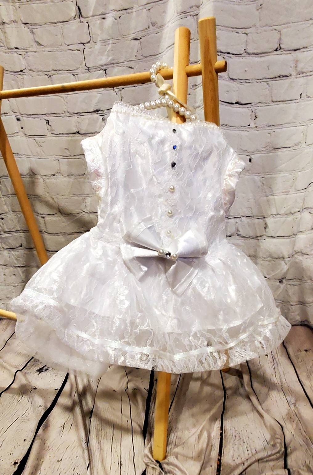Flower dog dress, flower cat dress, flower Pet dress, wedding pet dress, wedding dress for pets, wedding costume, white lace pet dress