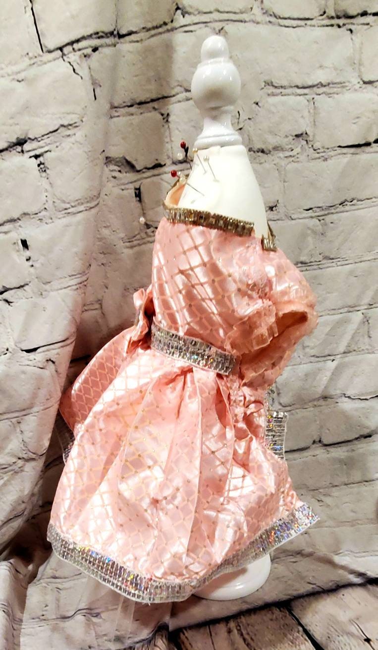 Custom Satin Pink Pet wedding dress pet wedding party dress princess pet dress, classy pet dress, classy dog dress, cat pet dres dog wedding