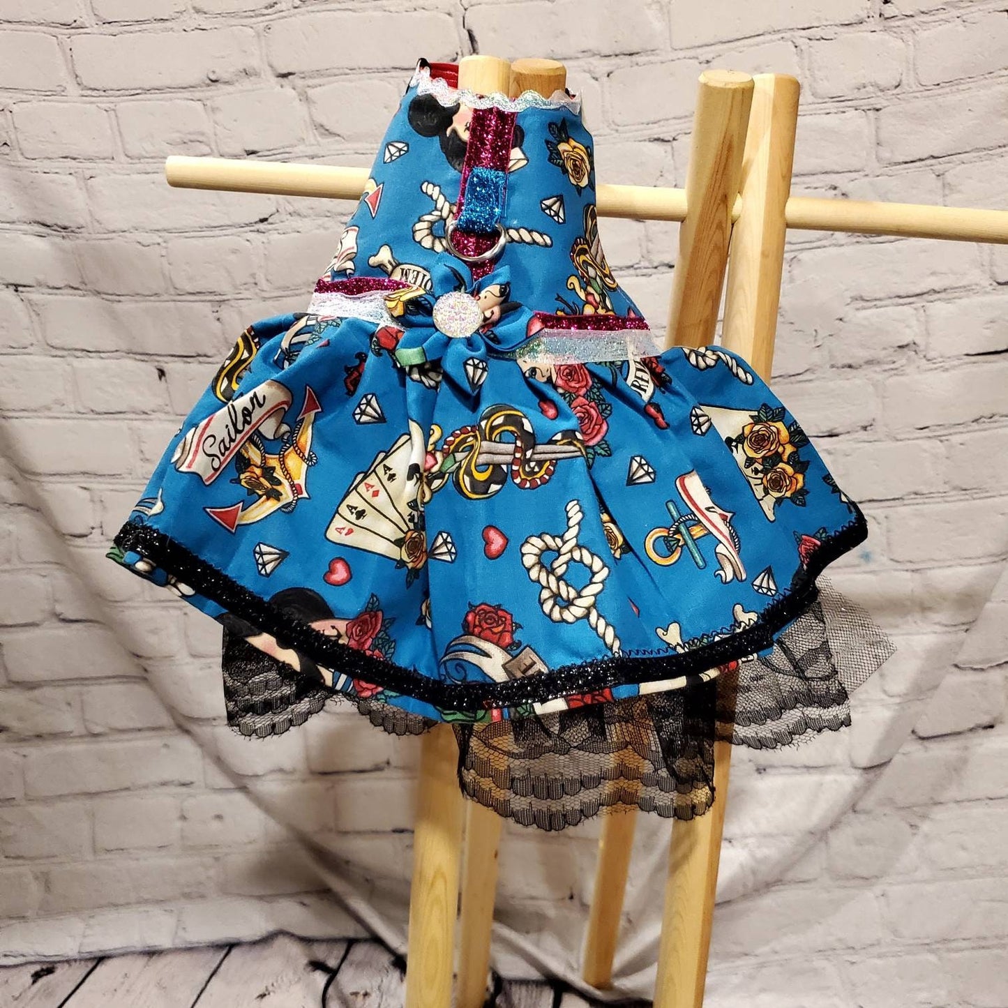 Tattoo print pet harness, Tattoo print pet dress jacket, feather harness jacket, pet harness, cat harness, dog harness, dog dress, pet dress