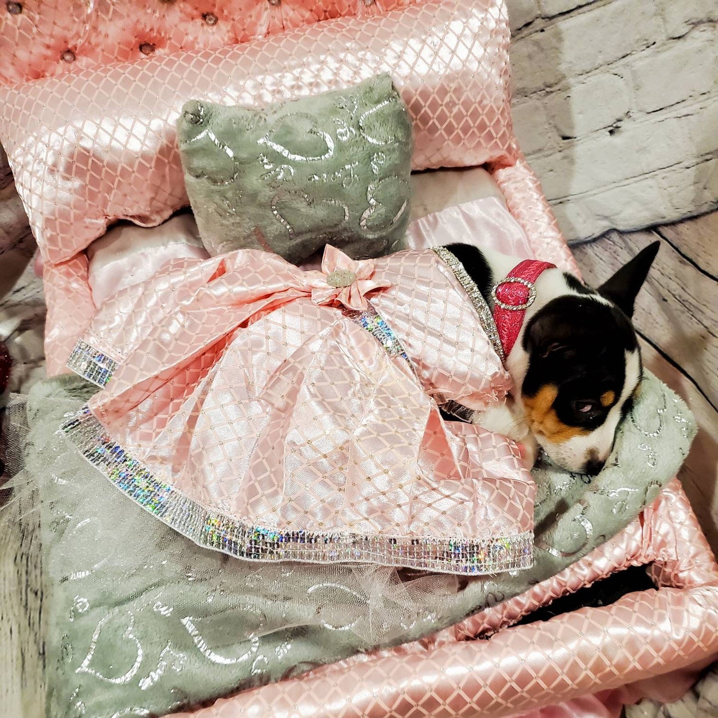Custom Satin Pink Pet wedding dress pet wedding party dress princess pet dress, classy pet dress, classy dog dress, cat pet dres dog wedding