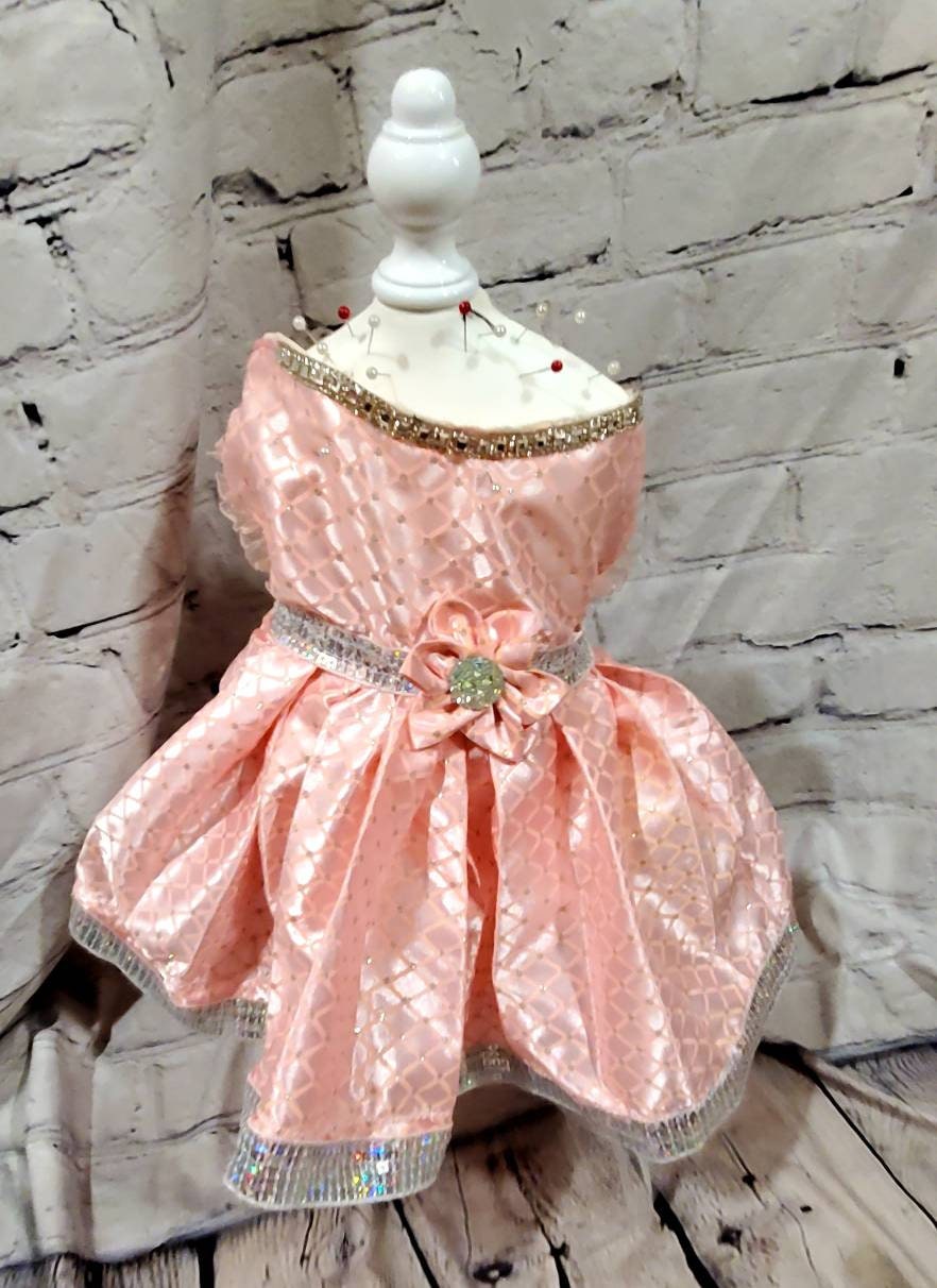 Custom Satin Pink Pet wedding dress pet wedding party dress princess pet dress, classy pet dress, classy dog dress, cat pet dres dog wedding