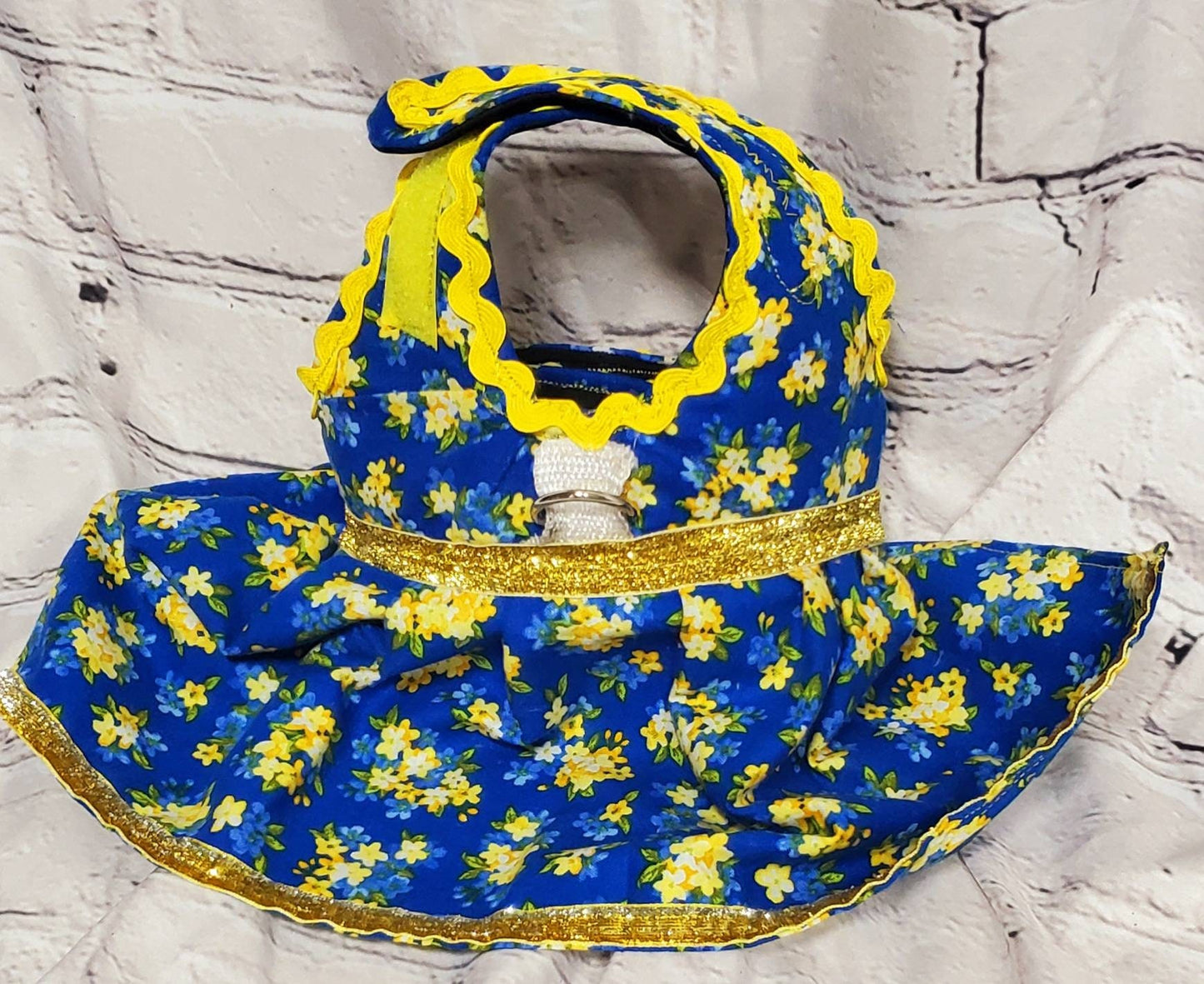 Pet fancy dress with d ring, harness dress, harness with a long skirt, cat, dog, pet dress harness, flower pet harness dress