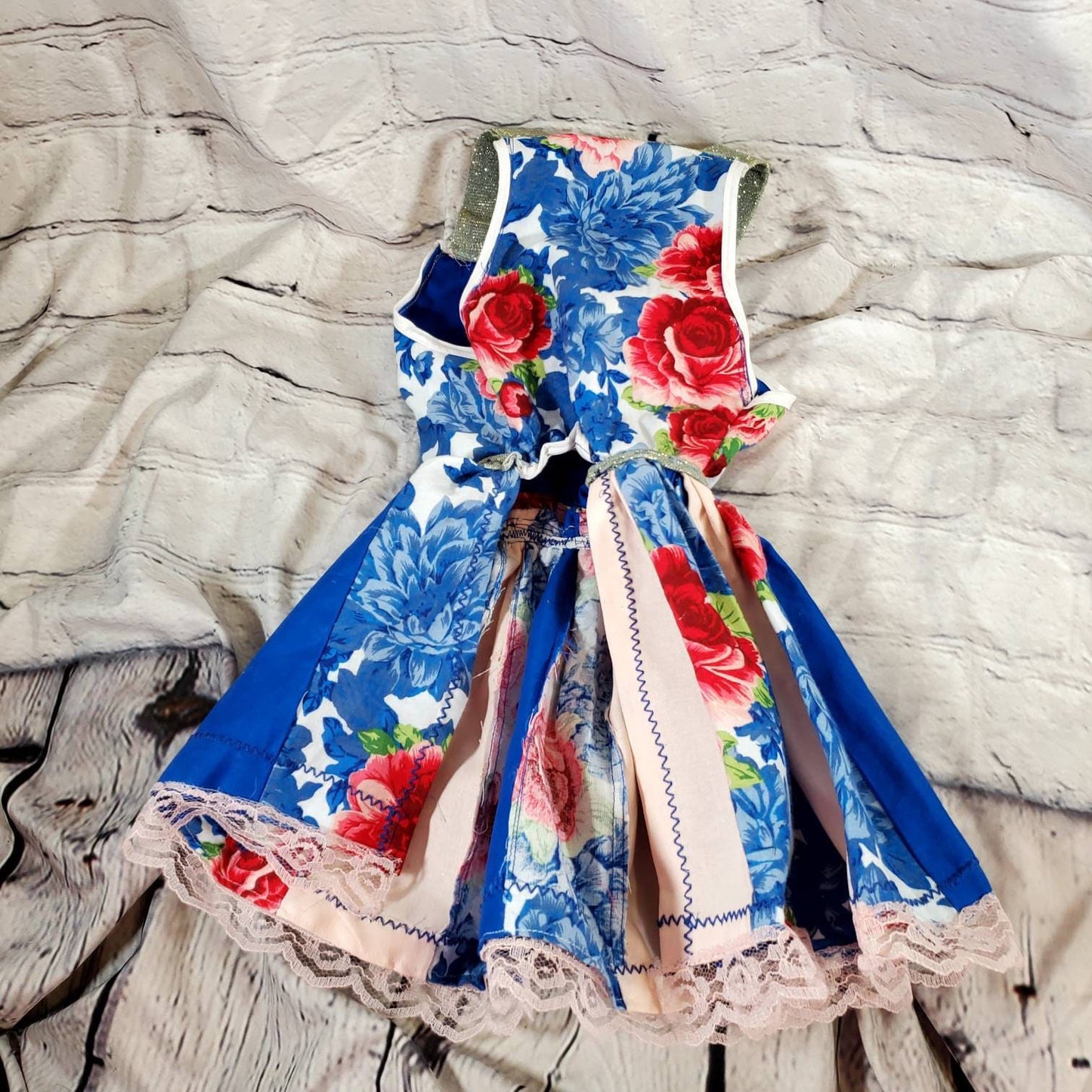 Blue Flower pet dress, flower Pet dress, special occasion pet dress, flower dog dress, fancy pet dress, glitter flower dog dress, sundress