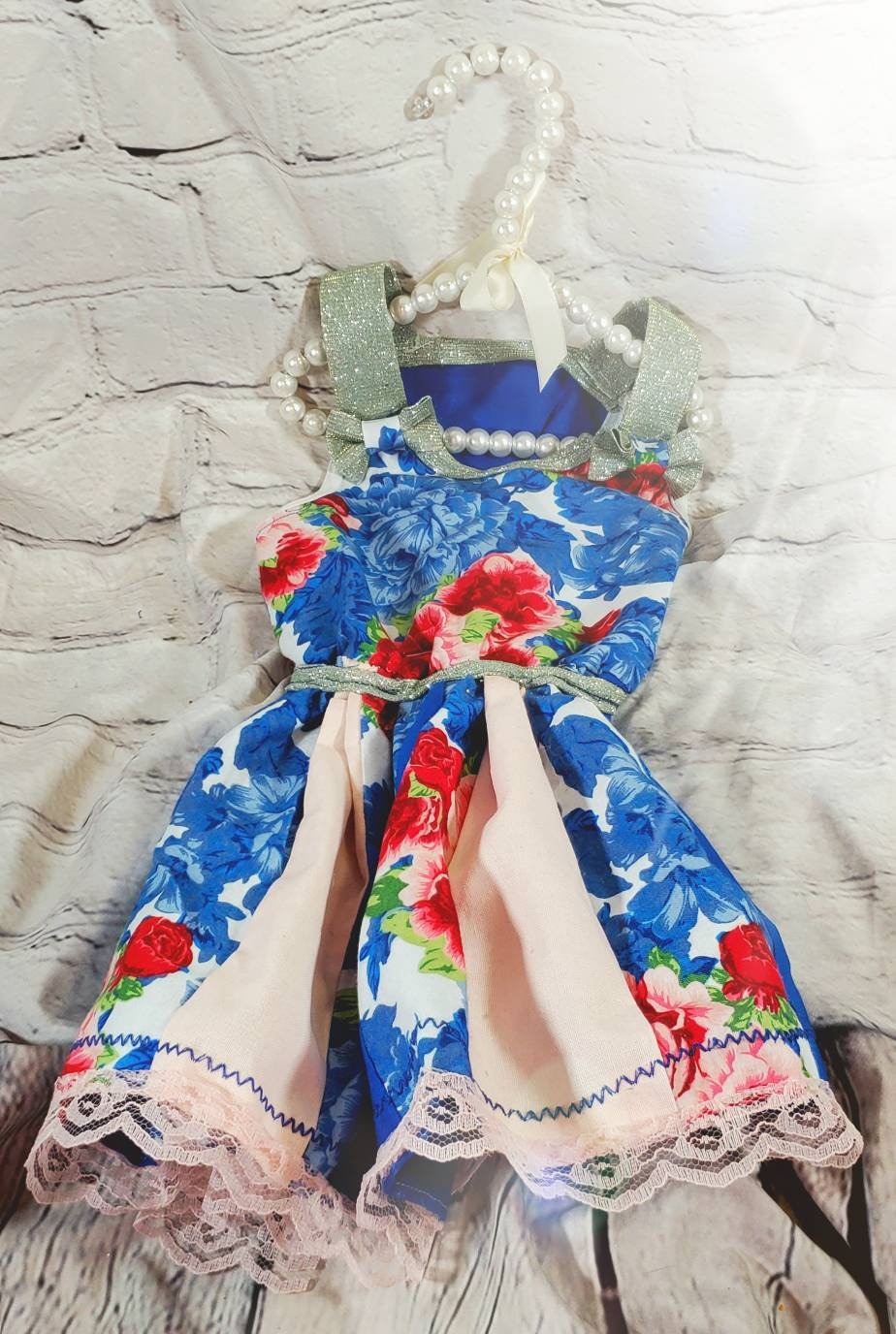 Blue Flower pet dress, flower Pet dress, special occasion pet dress, flower dog dress, fancy pet dress, glitter flower dog dress, sundress