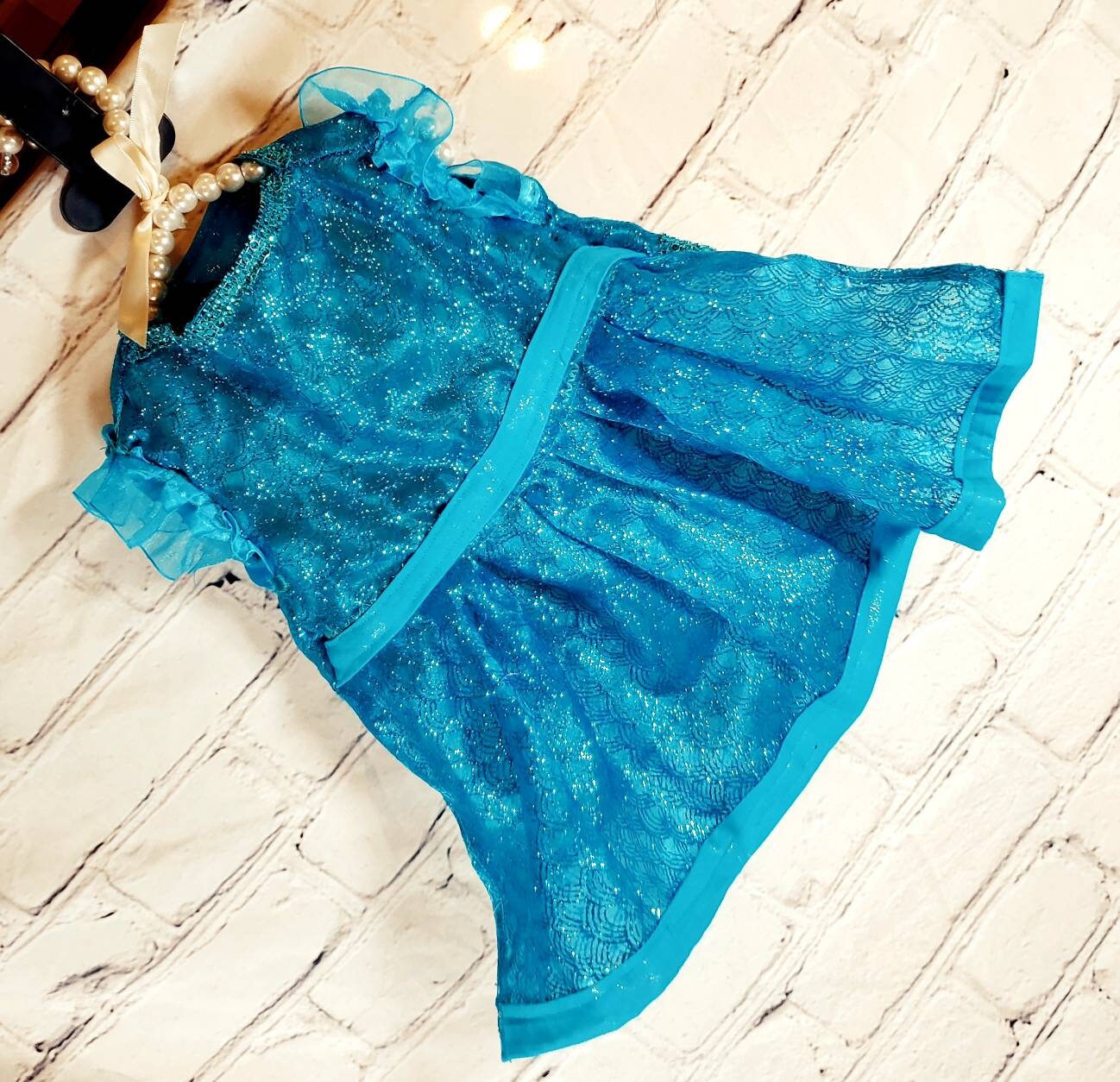 Mermaid blue pet dress, Mermaid dog dress, Irradescent per dress, glitter Pet dress, Cat dress, Dog dress, dress for pets, special occasion
