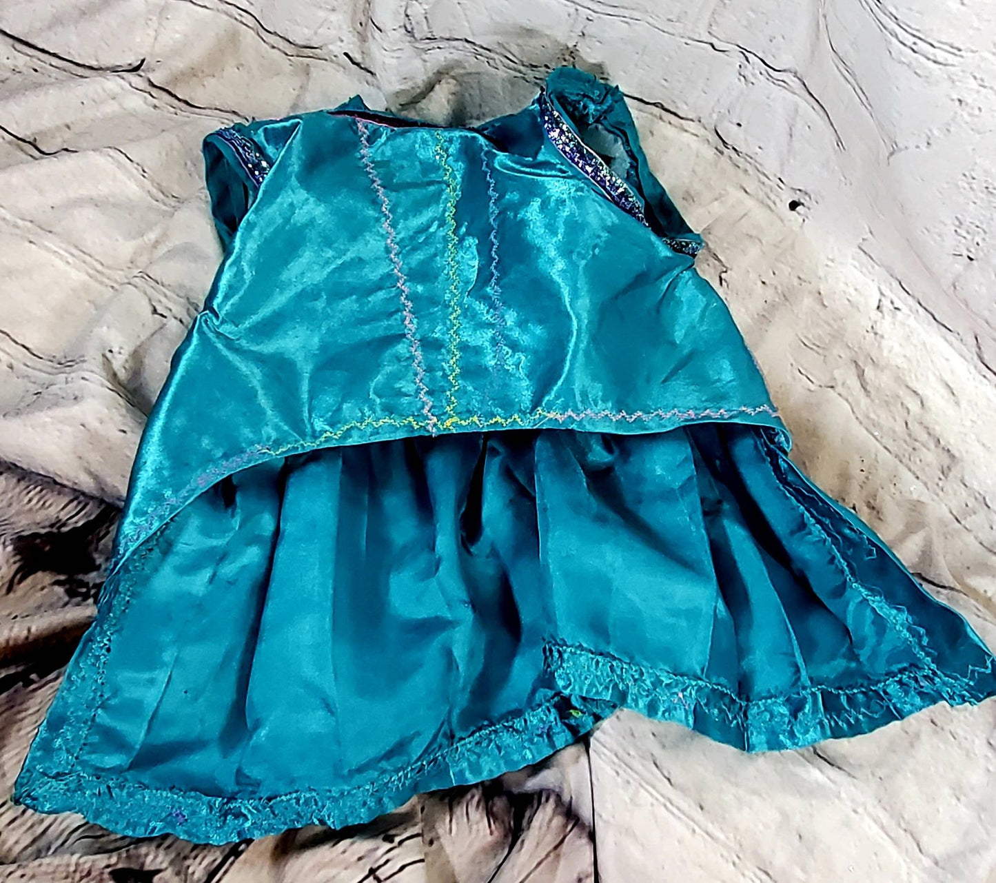 Teal satin rainbow pet dress, aqua rainbow dog dress, Irradescent rainbow dress, glitter Pet dress, Cat dress, Dog dress, special occasion