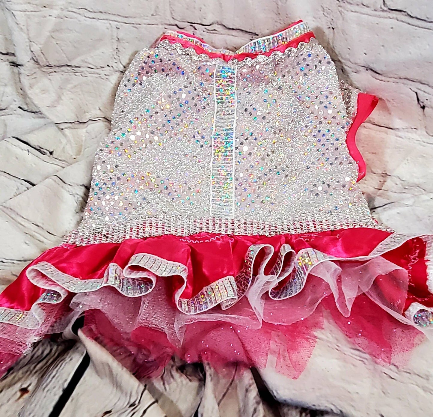 Irradescent hot pink pet dress, Disco pet dress, silver pet dress, princess pet dress, princess dog dress, pink dog cat dress
