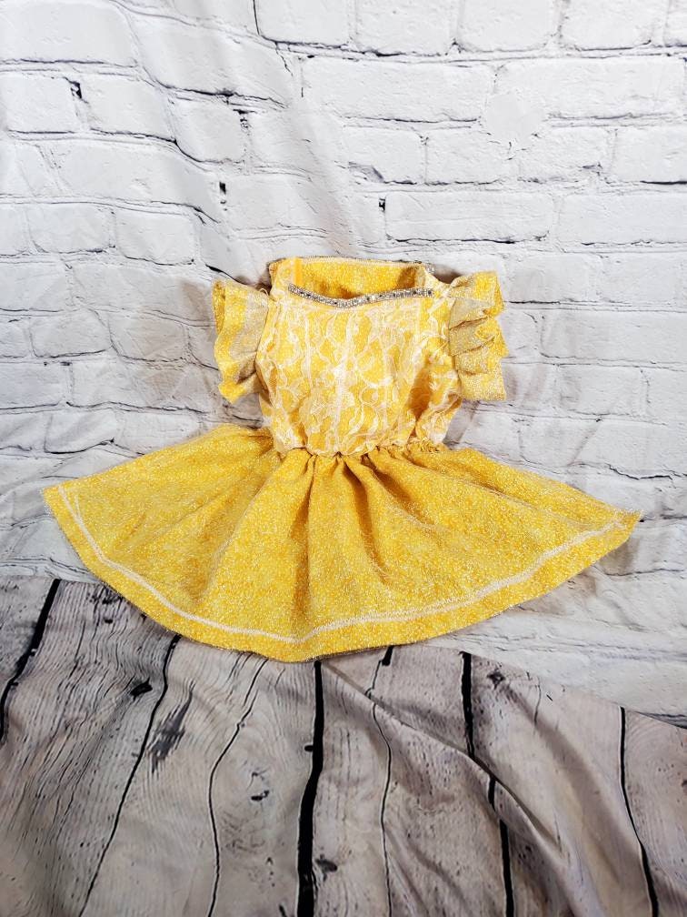 Lace mesh pet dress, yellow pet dress, lace dog dress, lace cat dress, mesh dog dress, pet sundress, dog dresses, polka dot pet dress