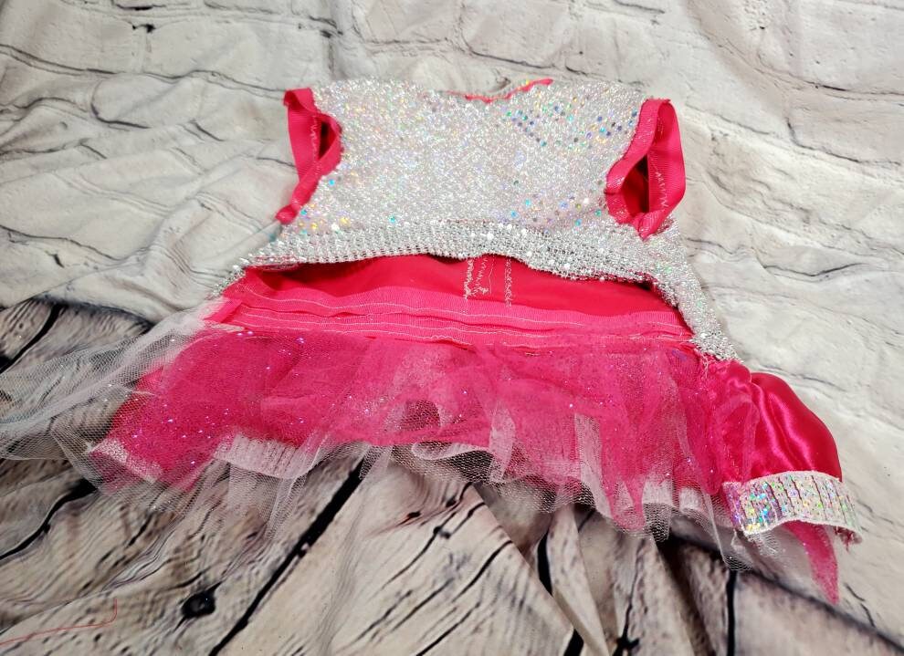Irradescent hot pink pet dress, Disco pet dress, silver pet dress, princess pet dress, princess dog dress, pink dog cat dress