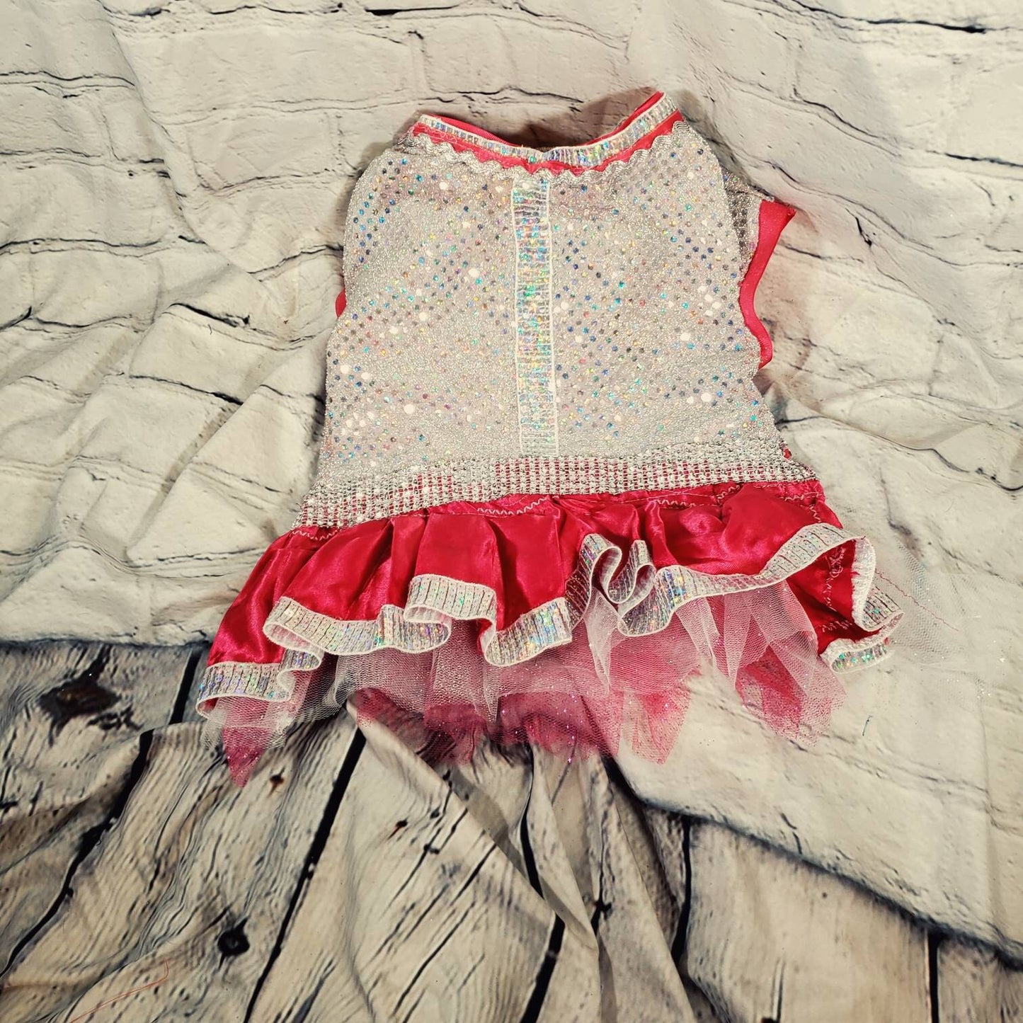 Irradescent hot pink pet dress, Disco pet dress, silver pet dress, princess pet dress, princess dog dress, pink dog cat dress