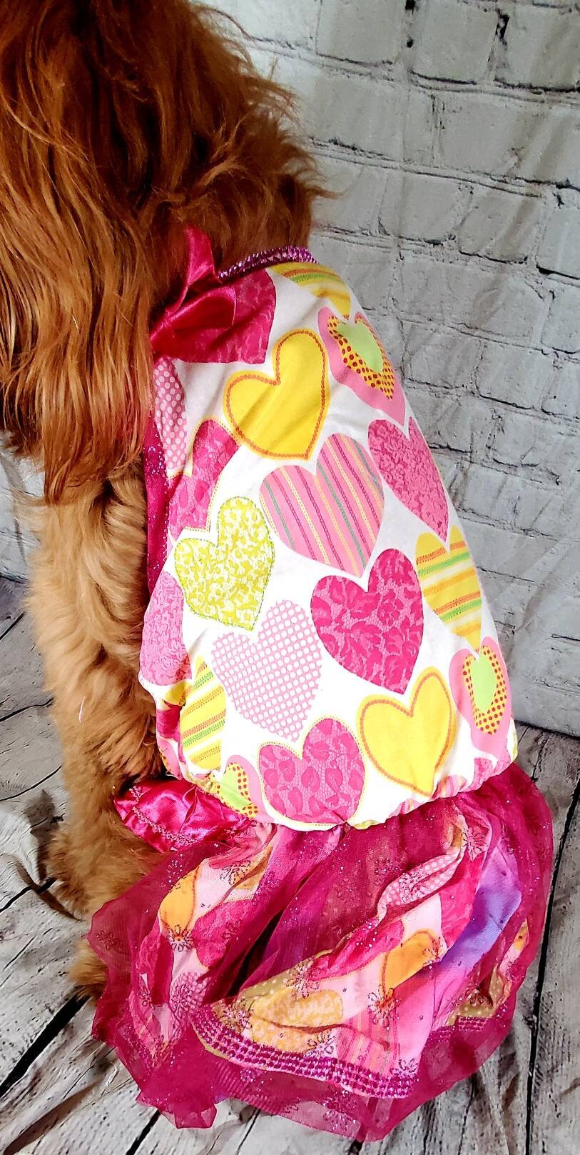 Large dog dress, large pet dress, pink pet dress, heart pet dress, dog sundress, pet dress for large dogs, girl pet dresses