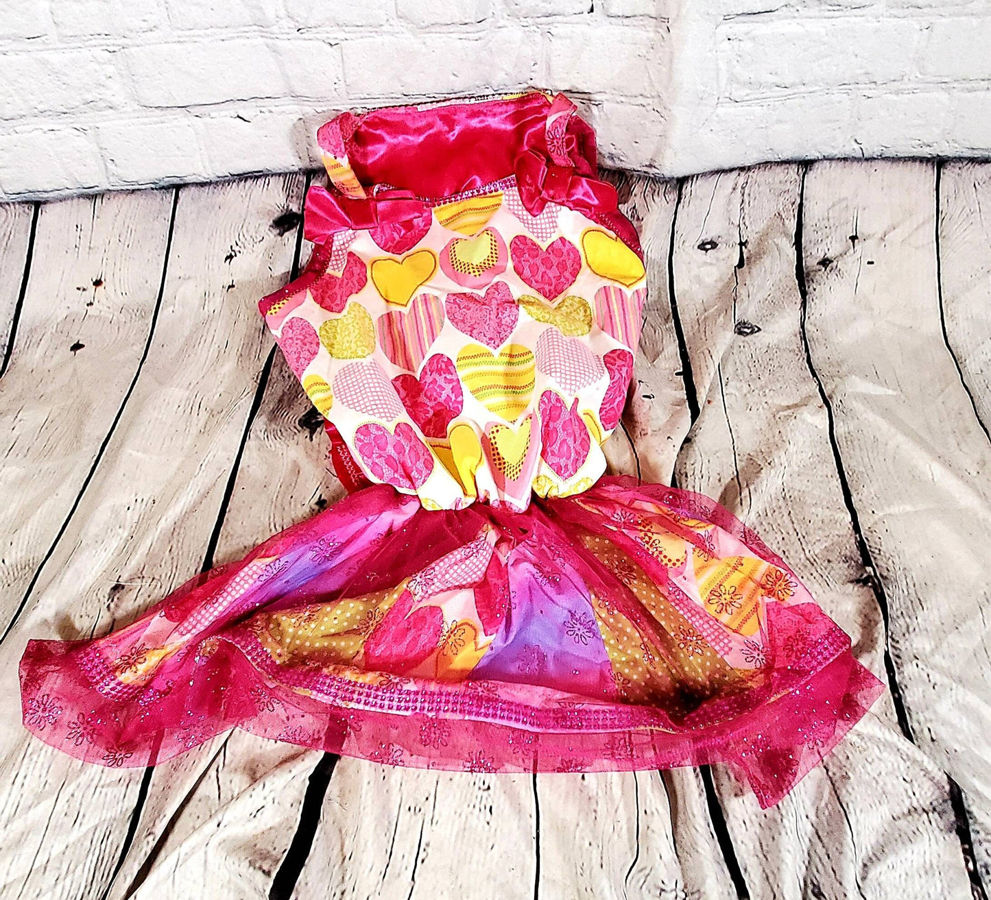Large dog dress, large pet dress, pink pet dress, heart pet dress, dog sundress, pet dress for large dogs, girl pet dresses