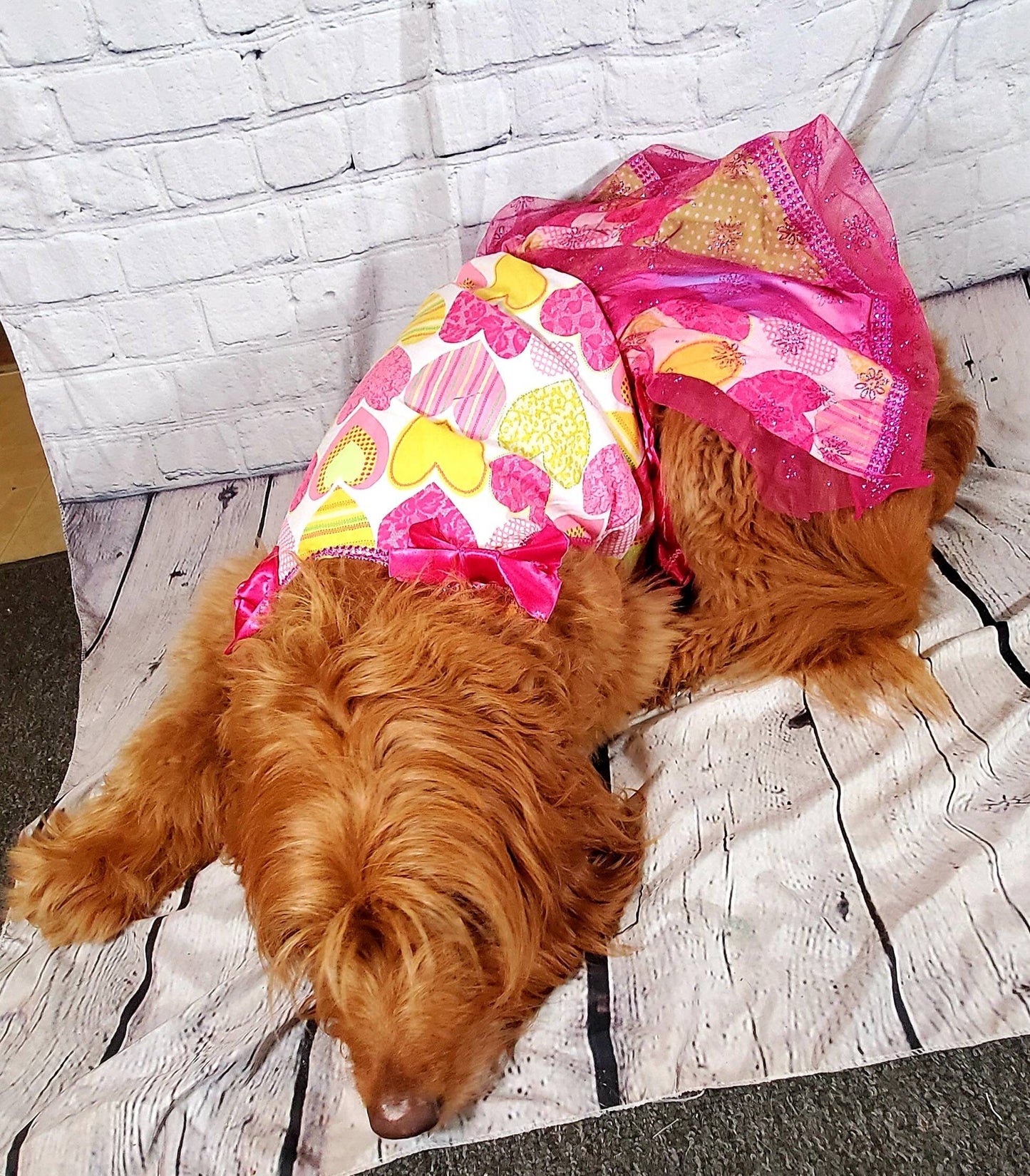 Large dog dress, large pet dress, pink pet dress, heart pet dress, dog sundress, pet dress for large dogs, girl pet dresses