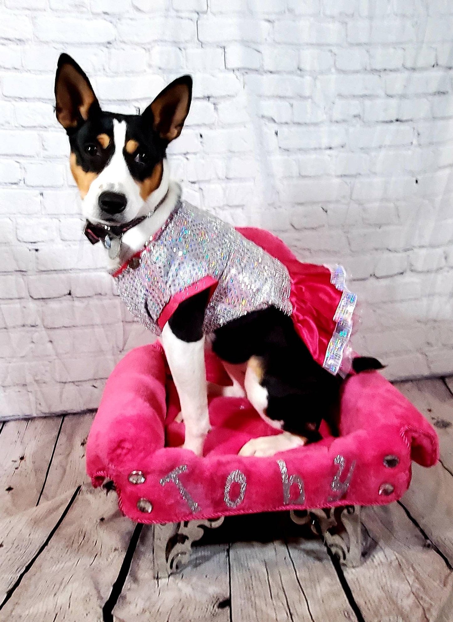 Hot Pink Pet Bed, pink dog bed, crown pet bed, Personalized pet bed, pet couch with legs, mini pet couches, pet furniture, royalty pet