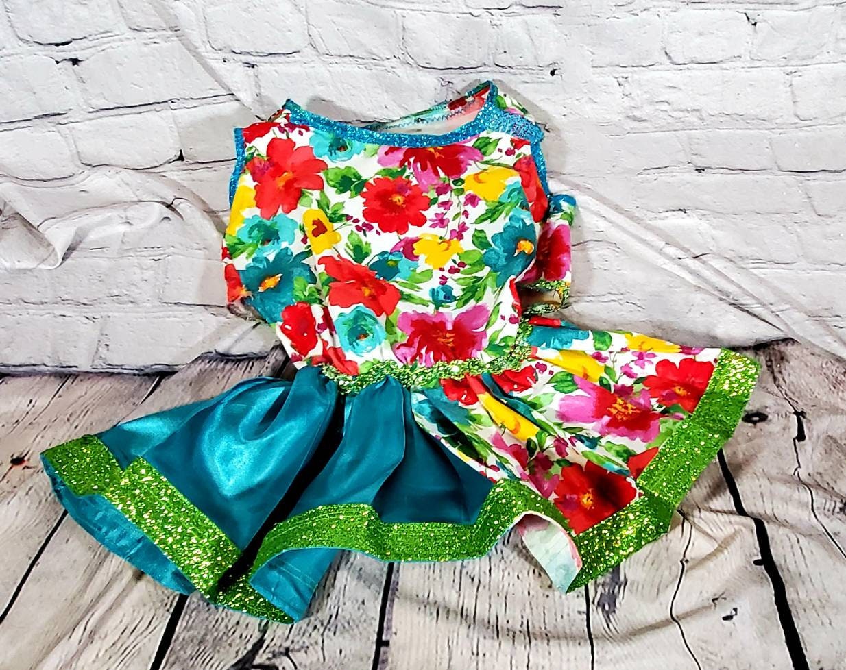 Flower Summer Pet dress/ pet sundress/ dog sundress/ flower print pet clothes/ glitter pet dress/ dresses for pets/ special occasion pet