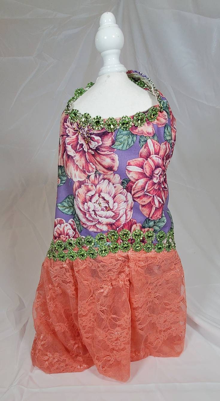 Flower lace pet dress, flower lace dog dress, flower Pet dress, dog dress, pet dress, pet sundress, lavender pet dress