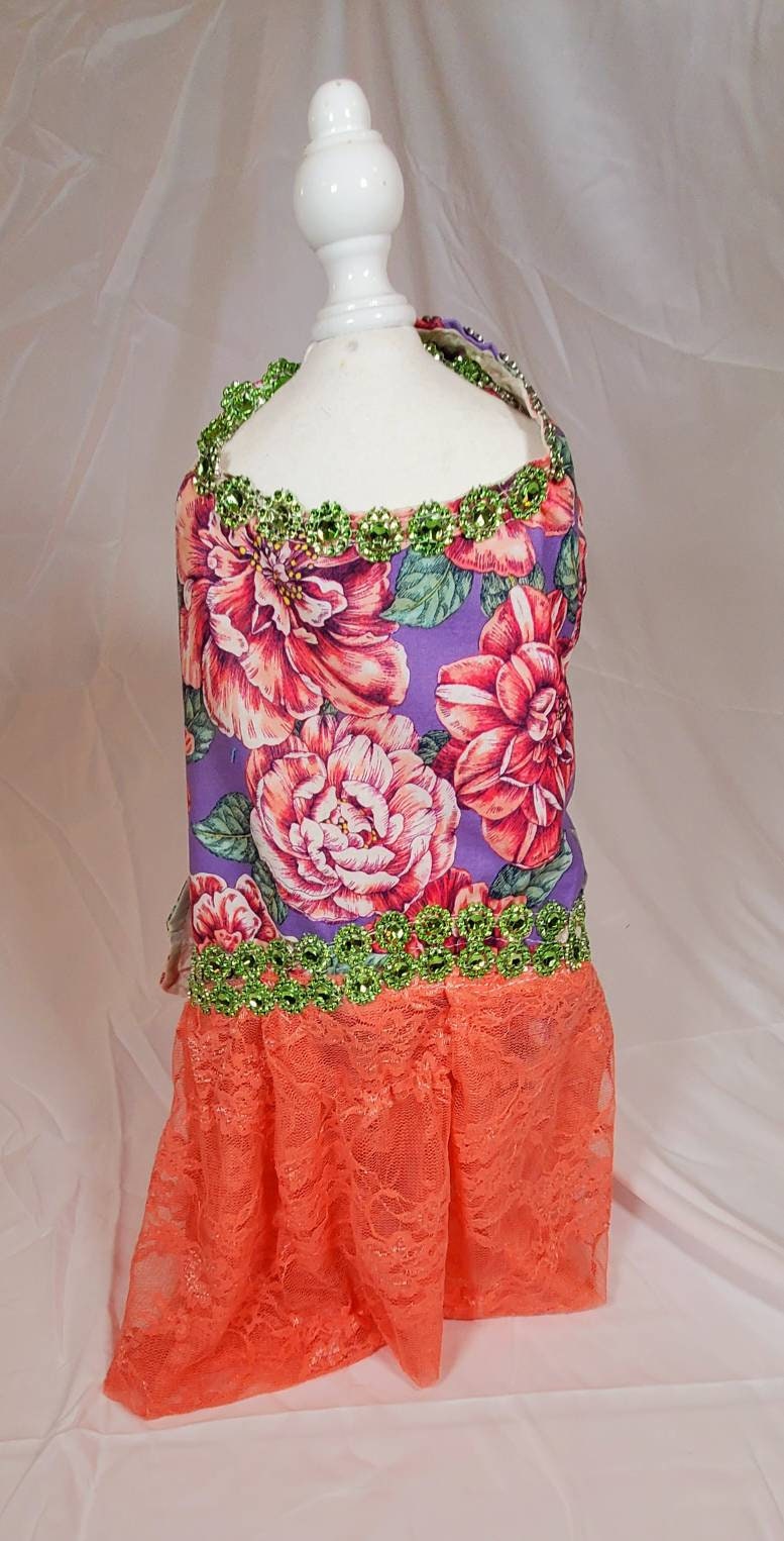Flower lace pet dress, flower lace dog dress, flower Pet dress, dog dress, pet dress, pet sundress, lavender pet dress