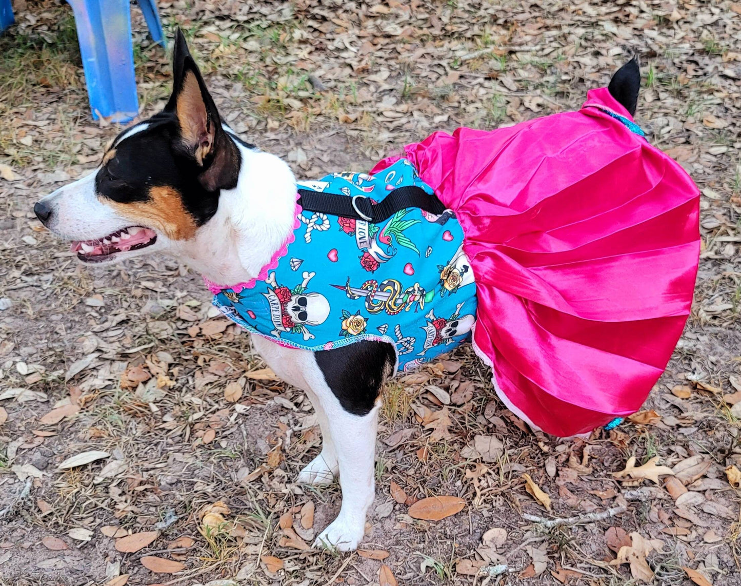 Tattoo print pet dress, Tattoo print dog dress, harness dress, pet harness dresses for dogs, dresses for dogs, tattoo print pet dress