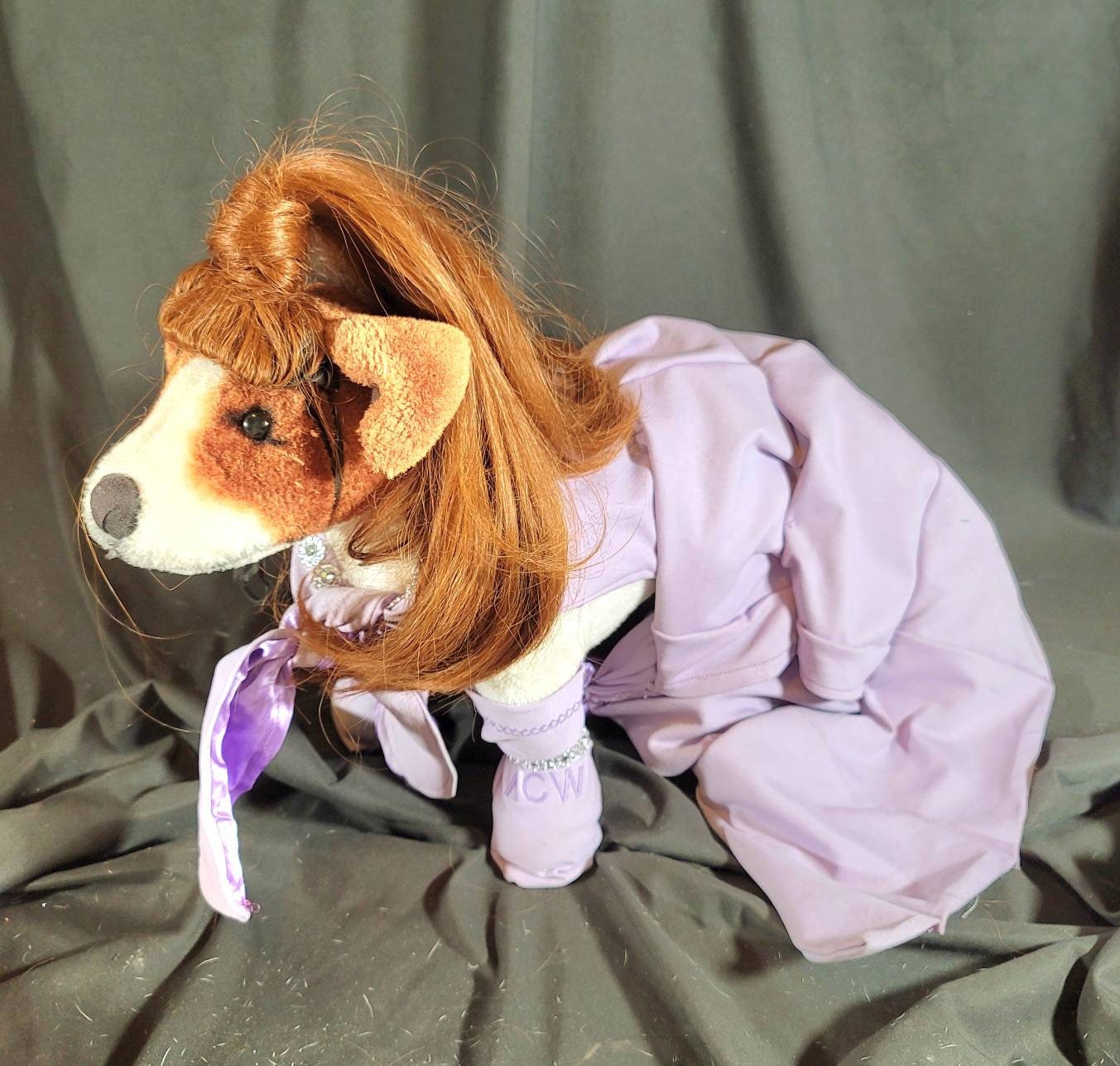 Celebrity Ariana Grande Pet Costume, Ariana Grande dog costume, high ponytail pet costume, pet wig costume, Ariana Grande high pony tail dog costume