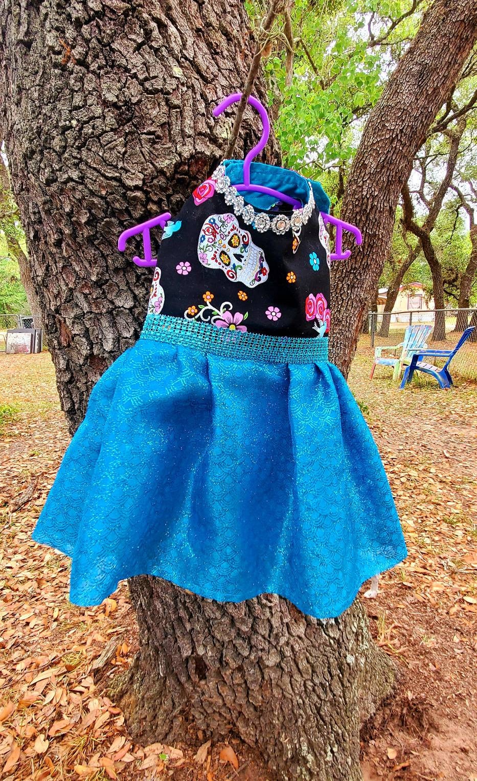 Day of the dead pet dress, day of the dead dog dress, day of the dead cat dress, day of the dead pet costume, pet dresses, dog dresses