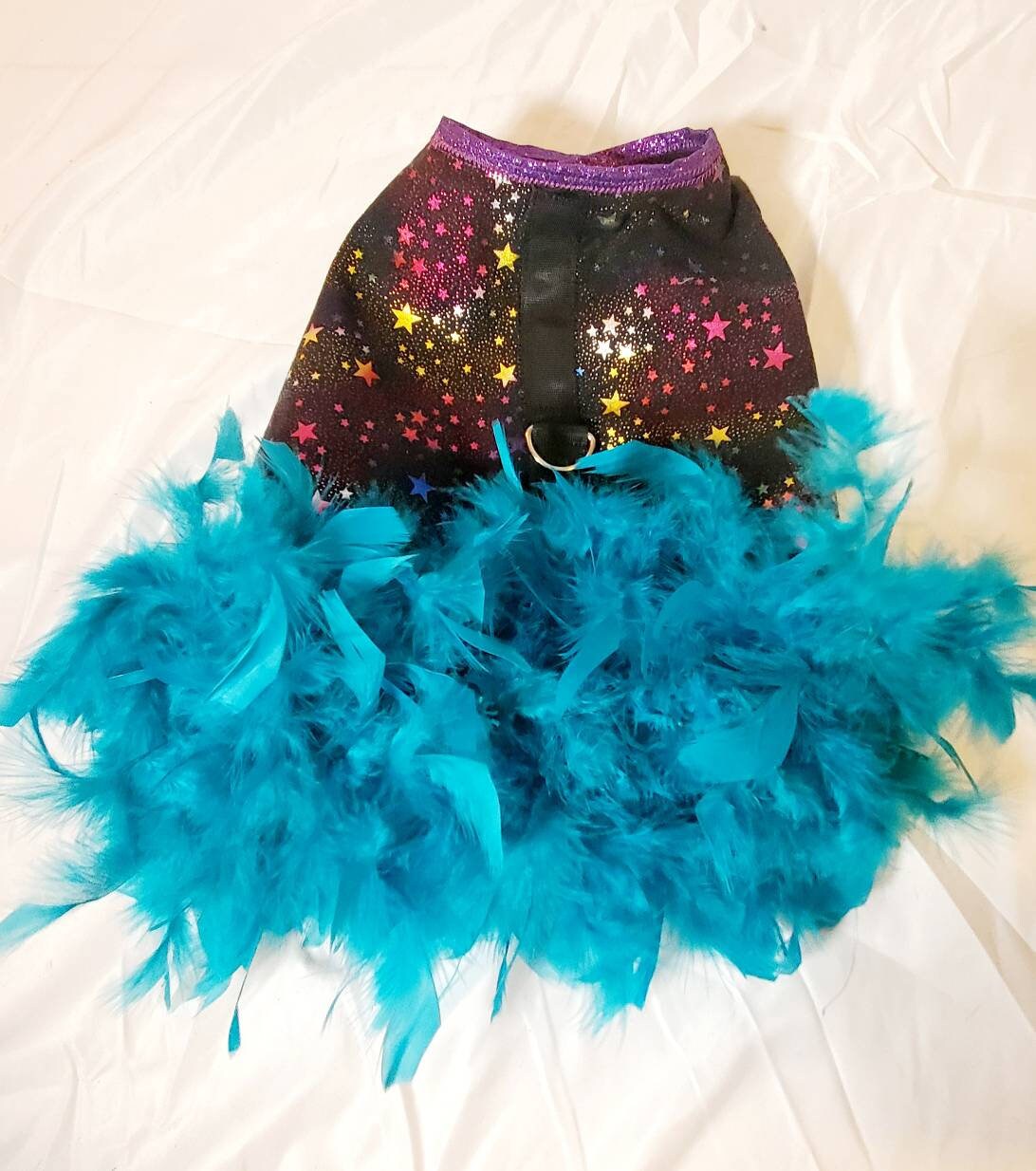 Pet feather harness, Pet harness dress, star pet harness, dog feather harness, cat feather harness, star dog harness, star pet dress