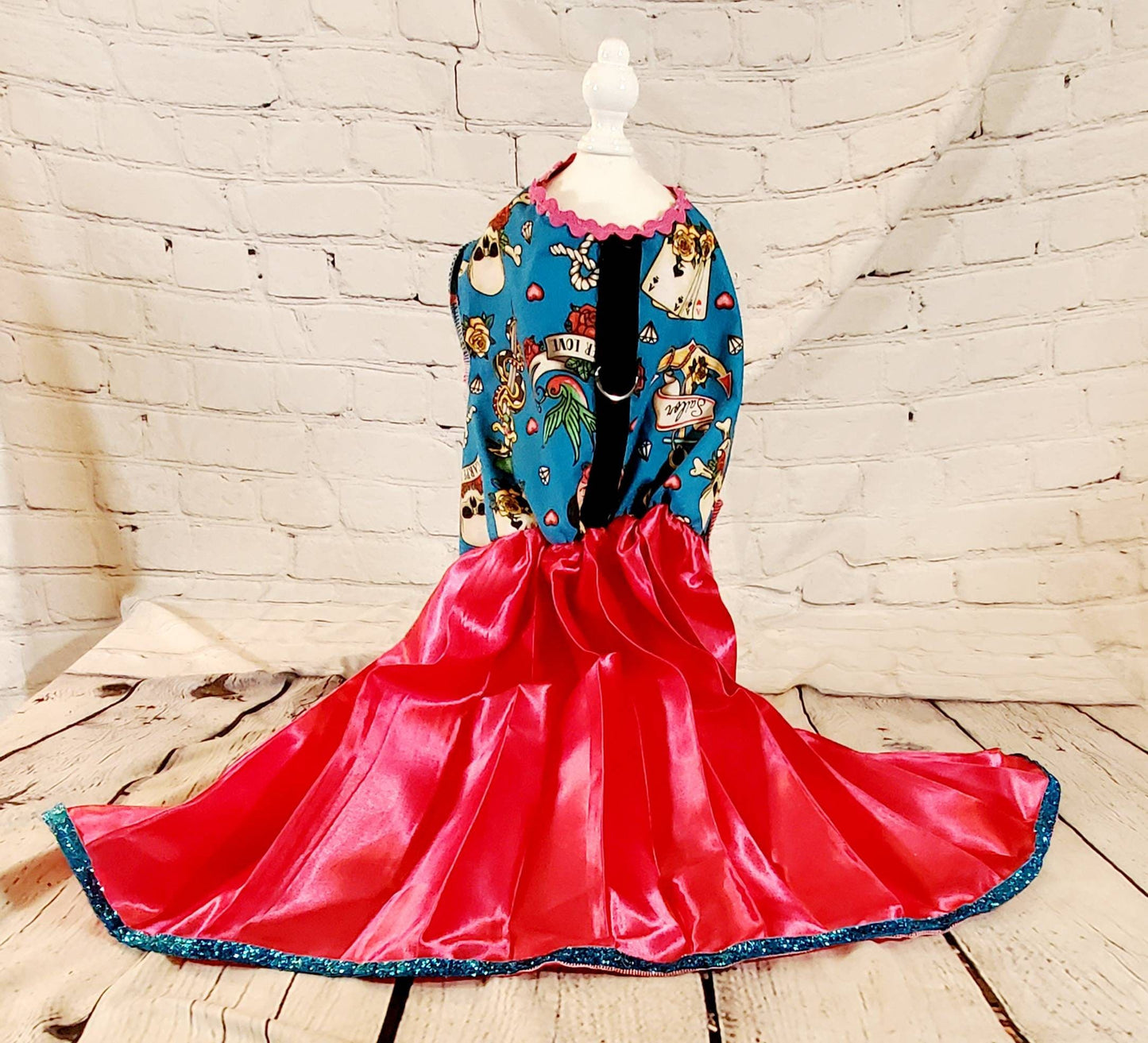 Tattoo print pet dress, Tattoo print dog dress, harness dress, pet harness dresses for dogs, dresses for dogs, tattoo print pet dress