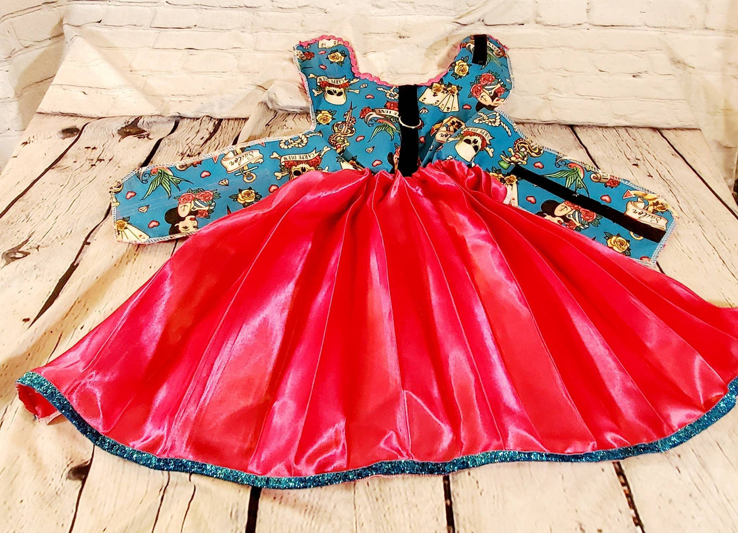 Tattoo print pet dress, Tattoo print dog dress, harness dress, pet harness dresses for dogs, dresses for dogs, tattoo print pet dress