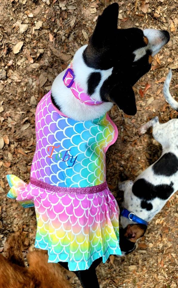 Mermaid Pet dress, Mermaid dog dress, personalized pet dress, personalized dog dress, personalized pet dresses, Mermaid print dress for pets