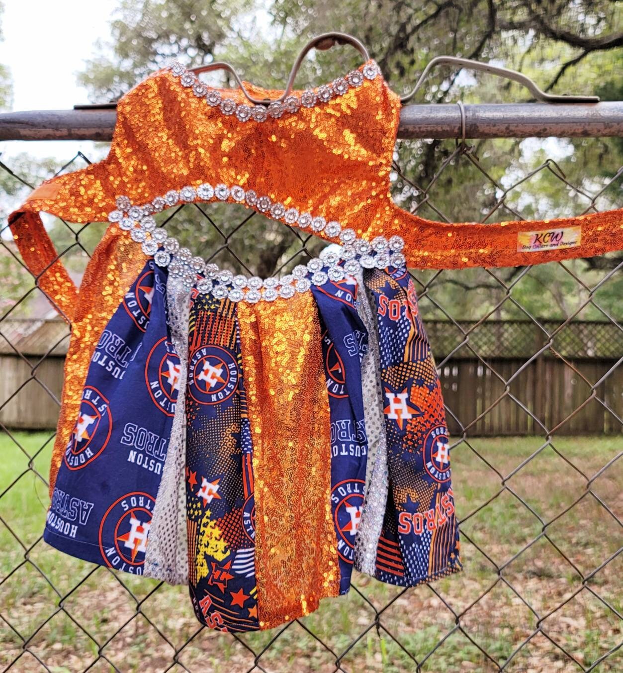 Houston Astros sequin pet dress, Astros sequins dog dress, Astros sequin cat dress, sequin pet dresses, Houston astro pet dress, Astros sequin Pet clothes